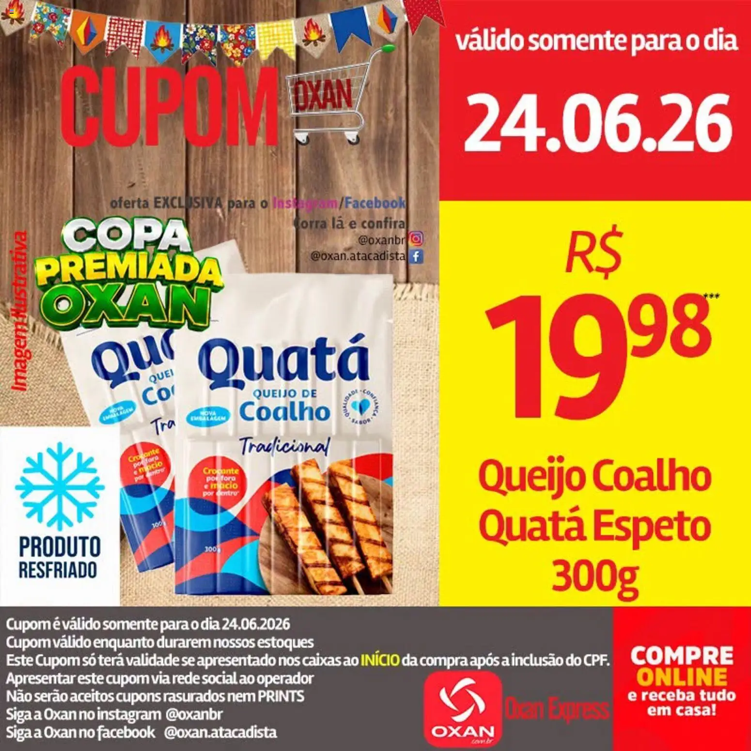 Oxan Atacadista Folheto - válido de 24/06/2026 | Página: 8 | Produtos: Queijo, Copa, Queijo coalho