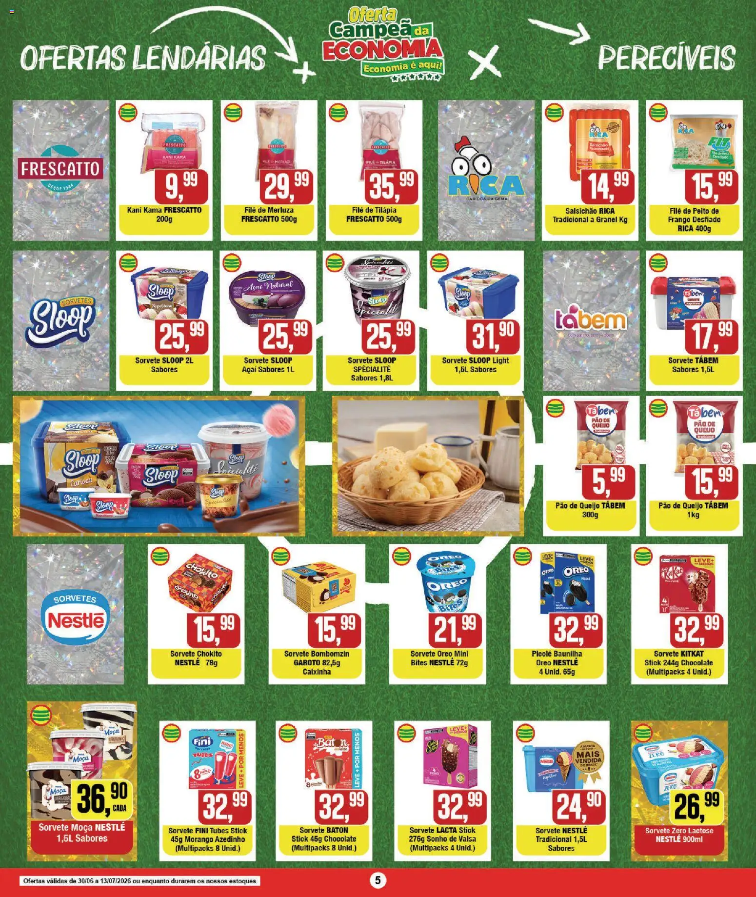RedEconomia Folheto - válido de 13/07/2026 | Página: 5 | Produtos: Pão, Chocolate, Frango, Picolé