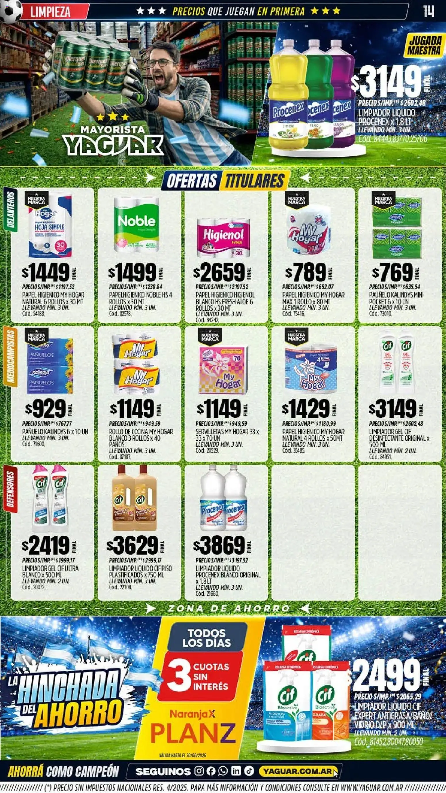 Yaguar - Oferta Semanal Parque Chacabuco │ válido desde el 15.06.2026 | Página: 14 | Productos: Cocina, Servilletas, Limón, Limpiador