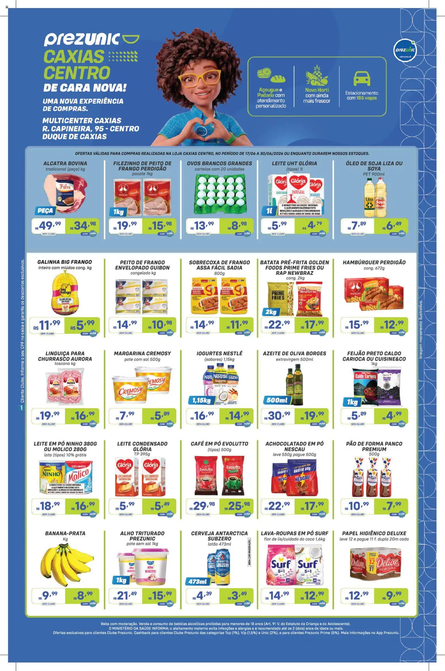 Prezunic Folheto - válido de 17.06.2026 | Página: 1 | Produtos: Achocolatado, Sal, Margarina, Leite em pó