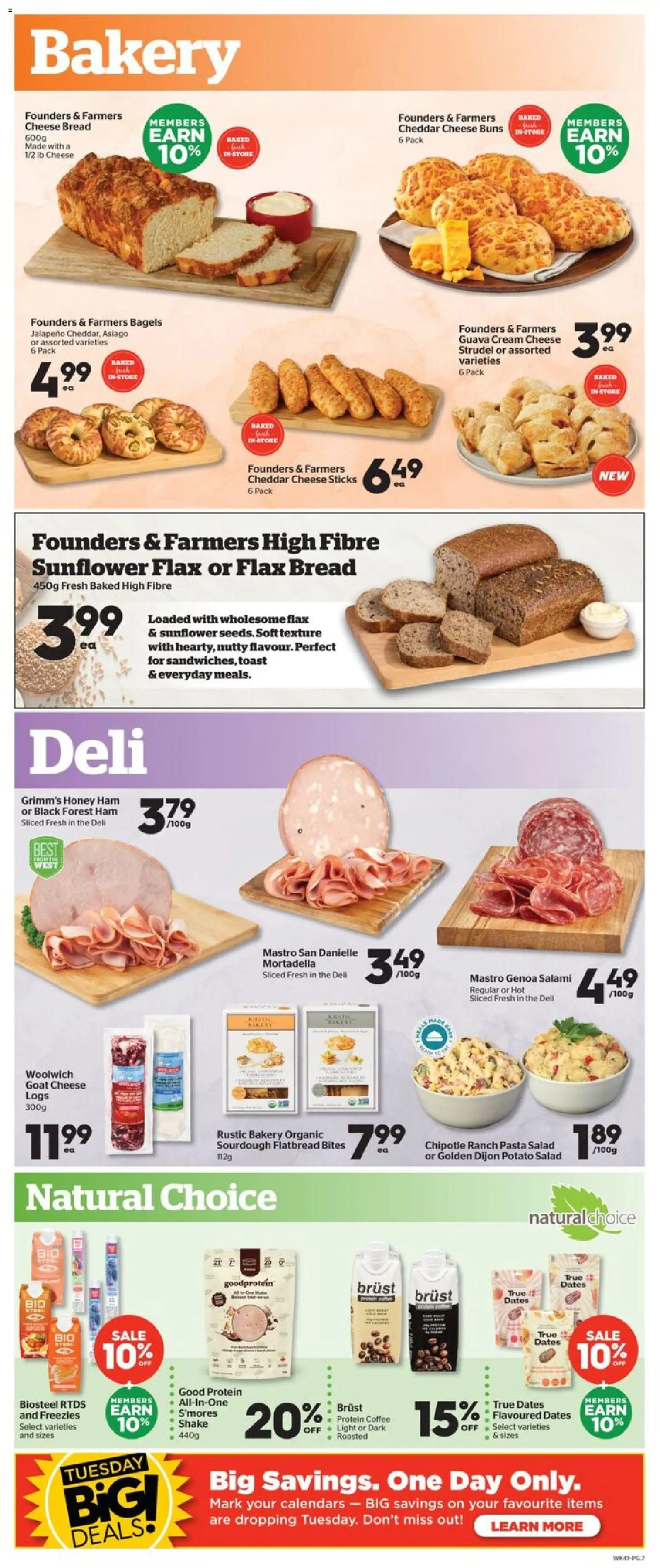 Calgary Co-op flyer valid from Aug 13, 2026 | Page: 7 | Products: Pasta, Toast, Bread, Protein