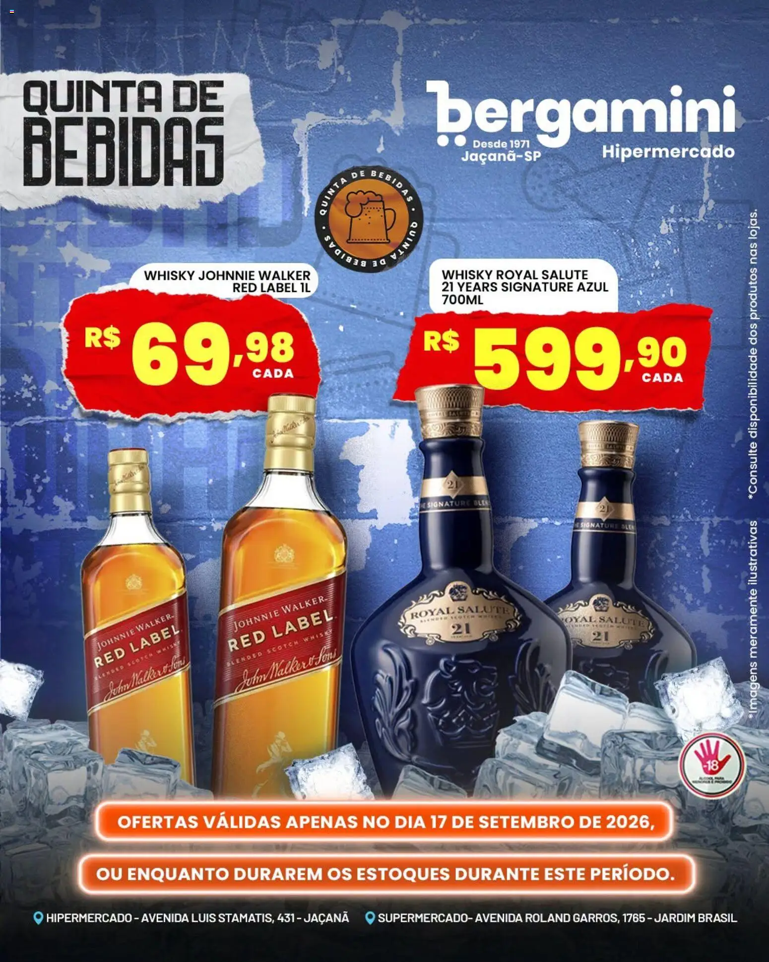 Supermercado Bergamini Folheto - válido de 17/09/2026 | Página: 6 | Produtos: Whisky, Bebidas, Bebida