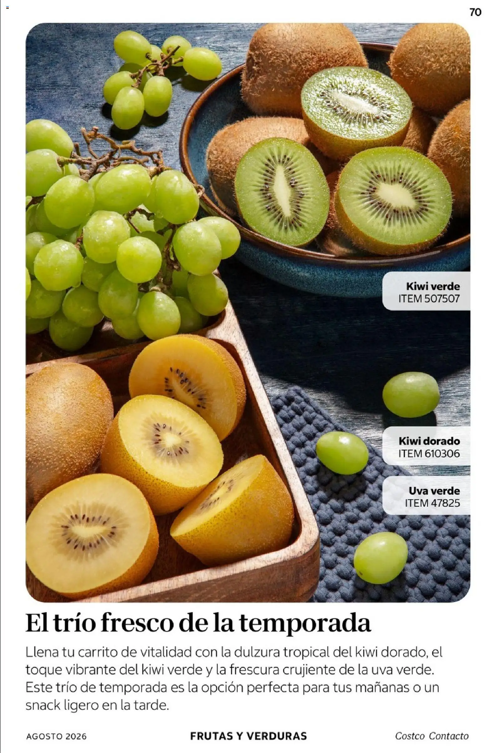 Nuevas ofertas de Costco válidas en toda la República Mexicana desde el 01/08/2026. ¡Encuentra las mejores ofertas en Costco catálogo Agosto! | Página: 70 | Productos: Uva, Kiwi, Verduras