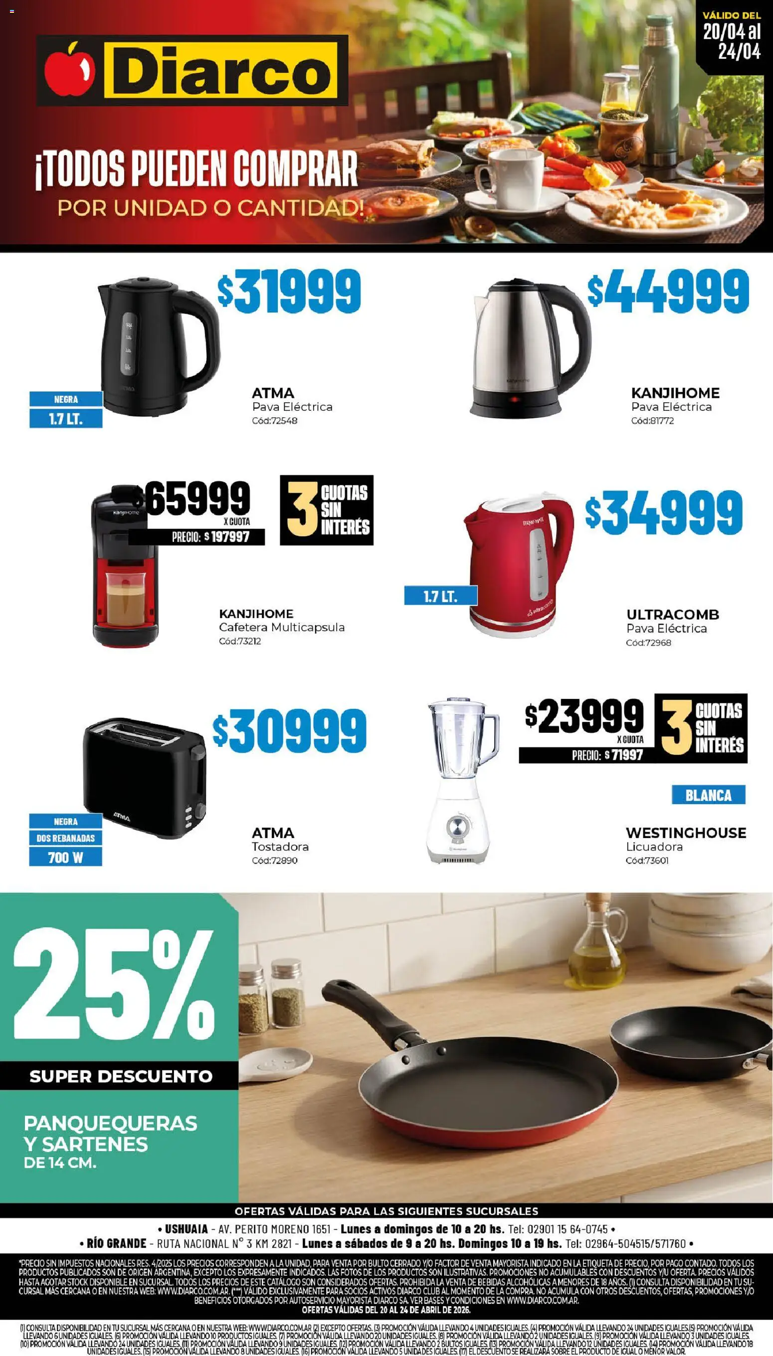Diarco - Especial Desayuno │ válido desde el 20.04.2026 | Página: 1 | Productos: Pava, Tostadora, Sobre, Licuadora
