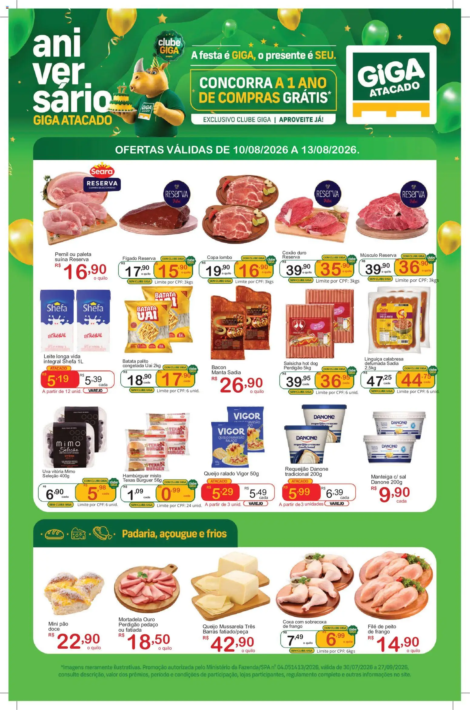 GIGA Atacado Folheto - válido de 10/08/2026 | Página: 1 | Produtos: Lombo, Pão, Queijo ralado, Frango