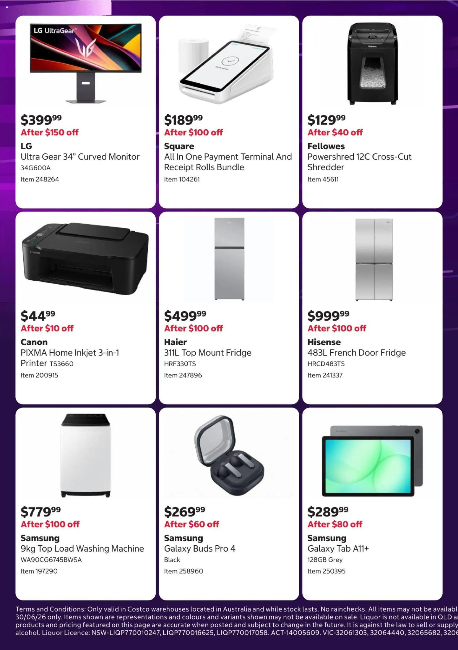 Costco catalogue - valid from 15.06.2026 | Page: 4 | Products: Monitor, Printer, Fridge, Washing machine