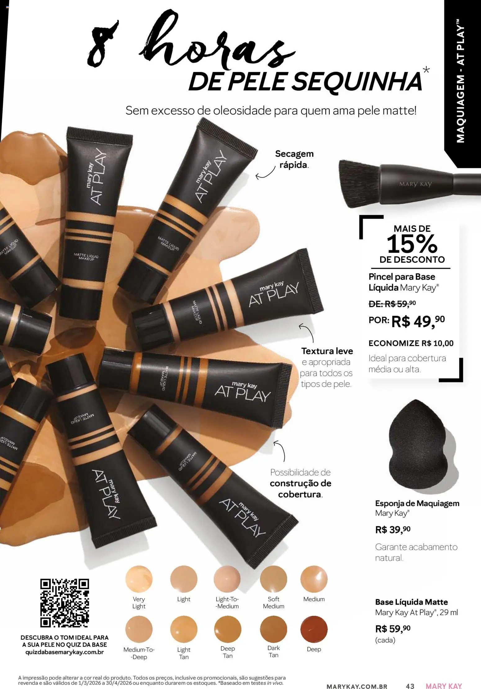 Mary Kay Folheto - válido de 01/03/2026 | Página: 43 | Produtos: Maquiagem, Pincel, Esponja, Base
