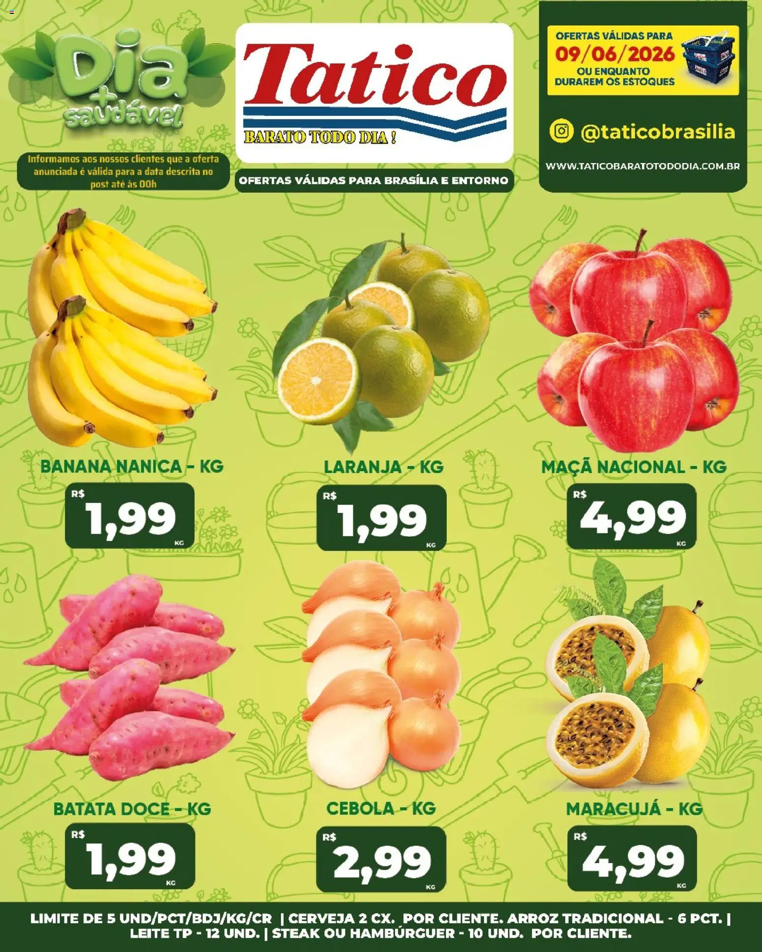 Tatico Folheto - válido de 09.06.2026 | Página: 17 | Produtos: Cebola, Leite, Hambúrguer, Batata