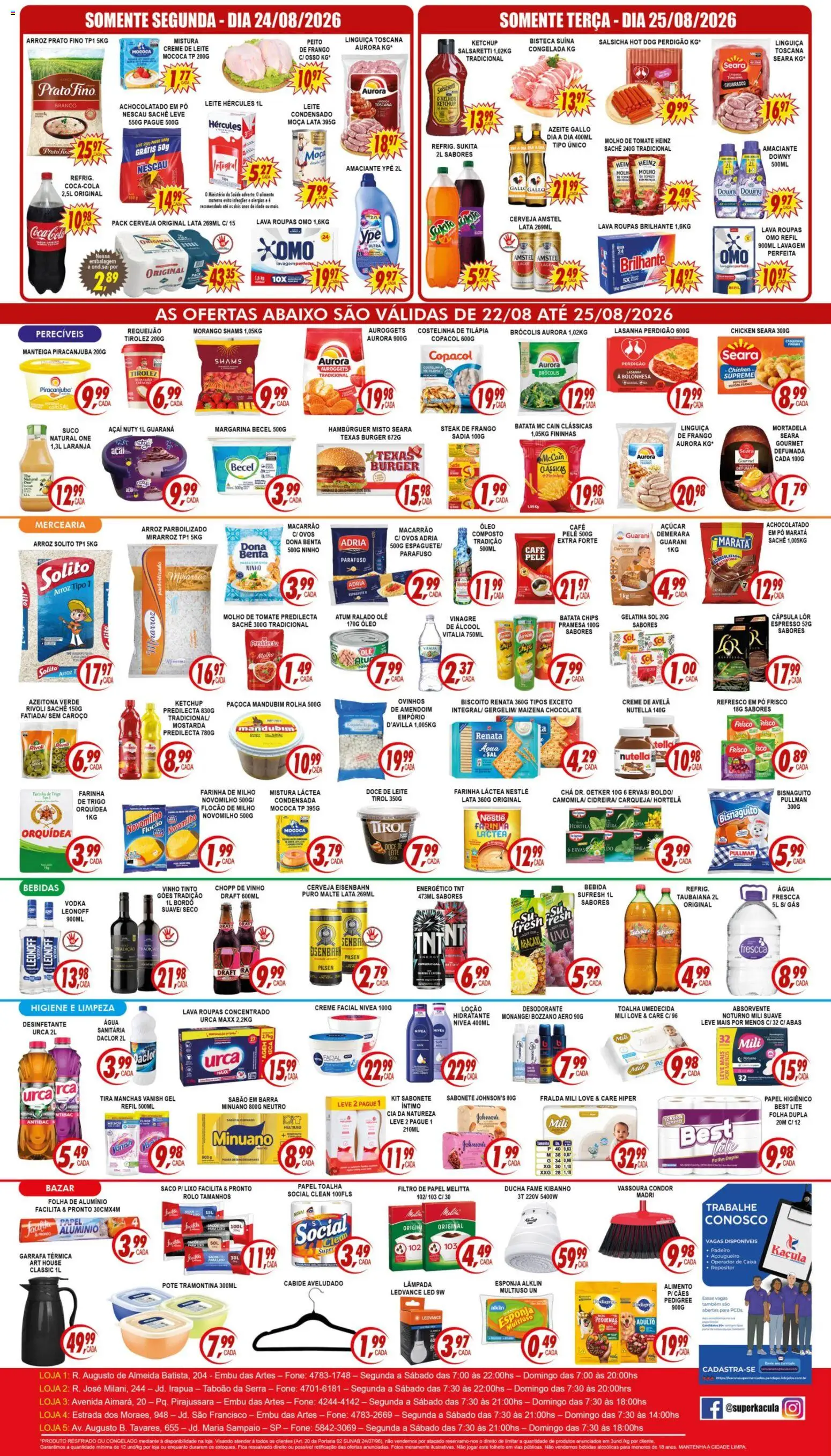Kaçula Folheto - válido de 22/08/2026 | Página: 2 | Produtos: Lâmpada, Farinha láctea, Linguiça, Papel higiênico