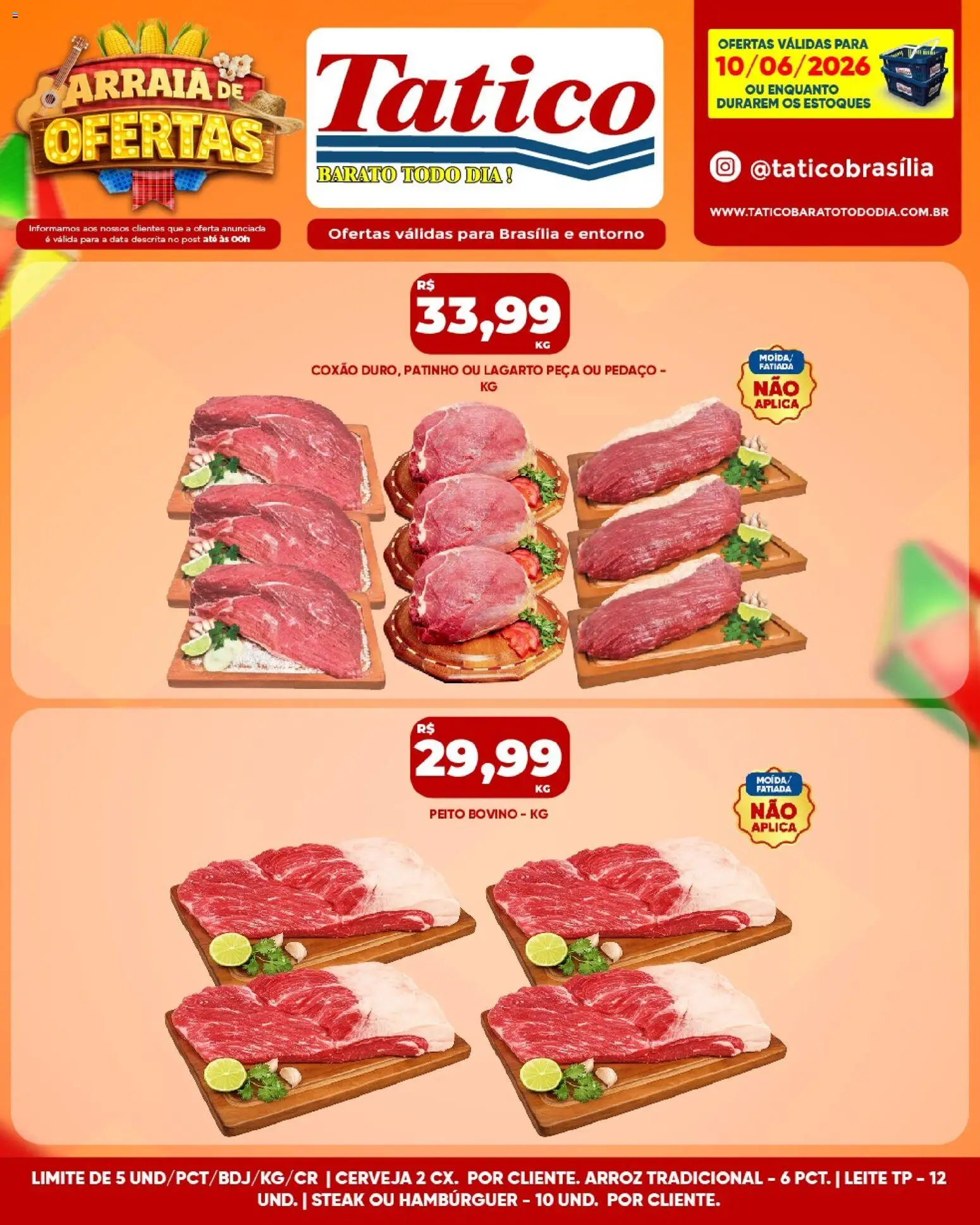 Tatico Folheto - válido de 10.06.2026 | Página: 13 | Produtos: Leite, Cerveja, Arroz, Hambúrguer