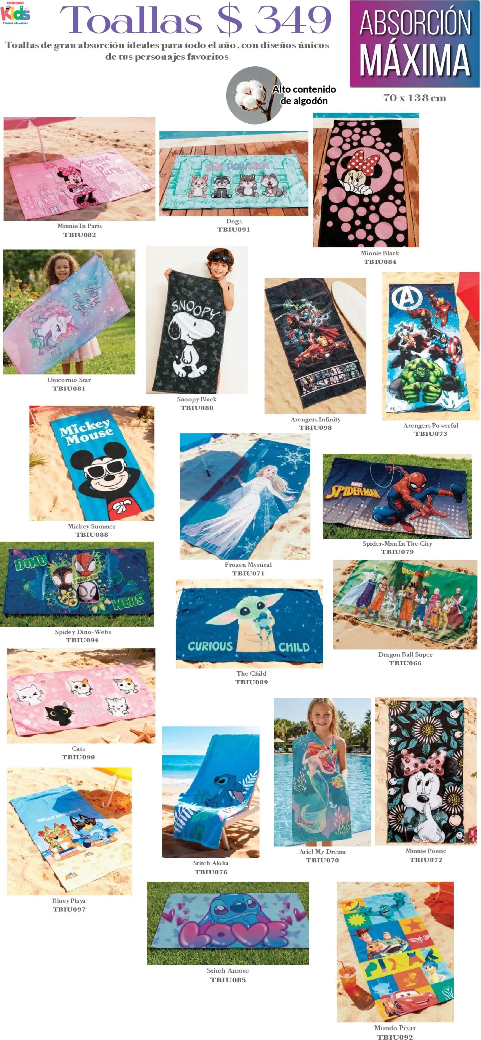 Nuevas ofertas de Colchas Concord válidas en toda la República Mexicana desde el 01/02/2026. ¡Encuentra las mejores ofertas en Colchas Concord catálogo Kids! | Página: 41 | Productos: Mouse, Algodón, Toallas