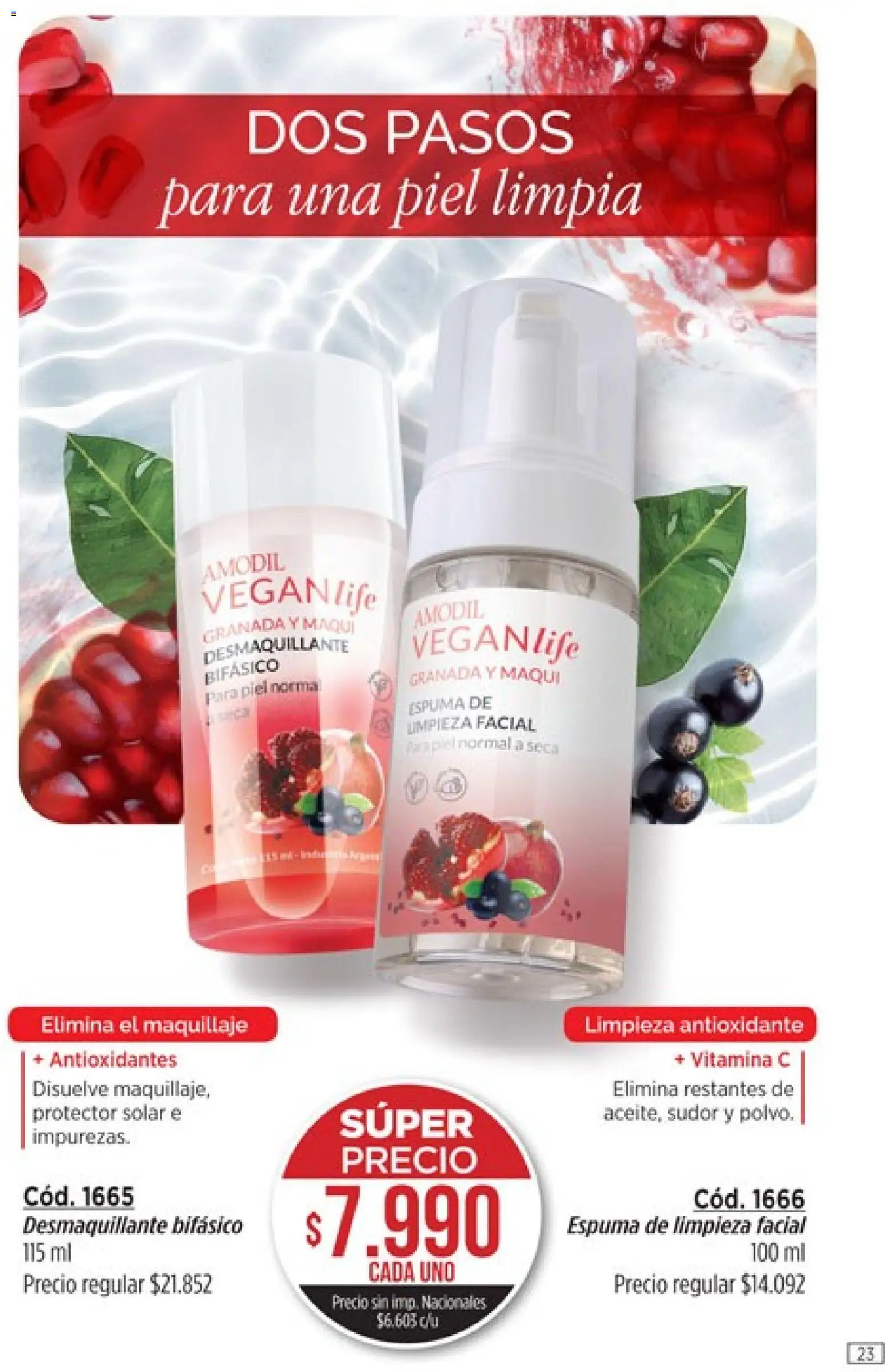 Catálogo Amodil Campaña 14 │ válido desde el 07/08/2026 | Página: 23 | Productos: Maquillaje, Desmaquillante, Protector solar, Espuma