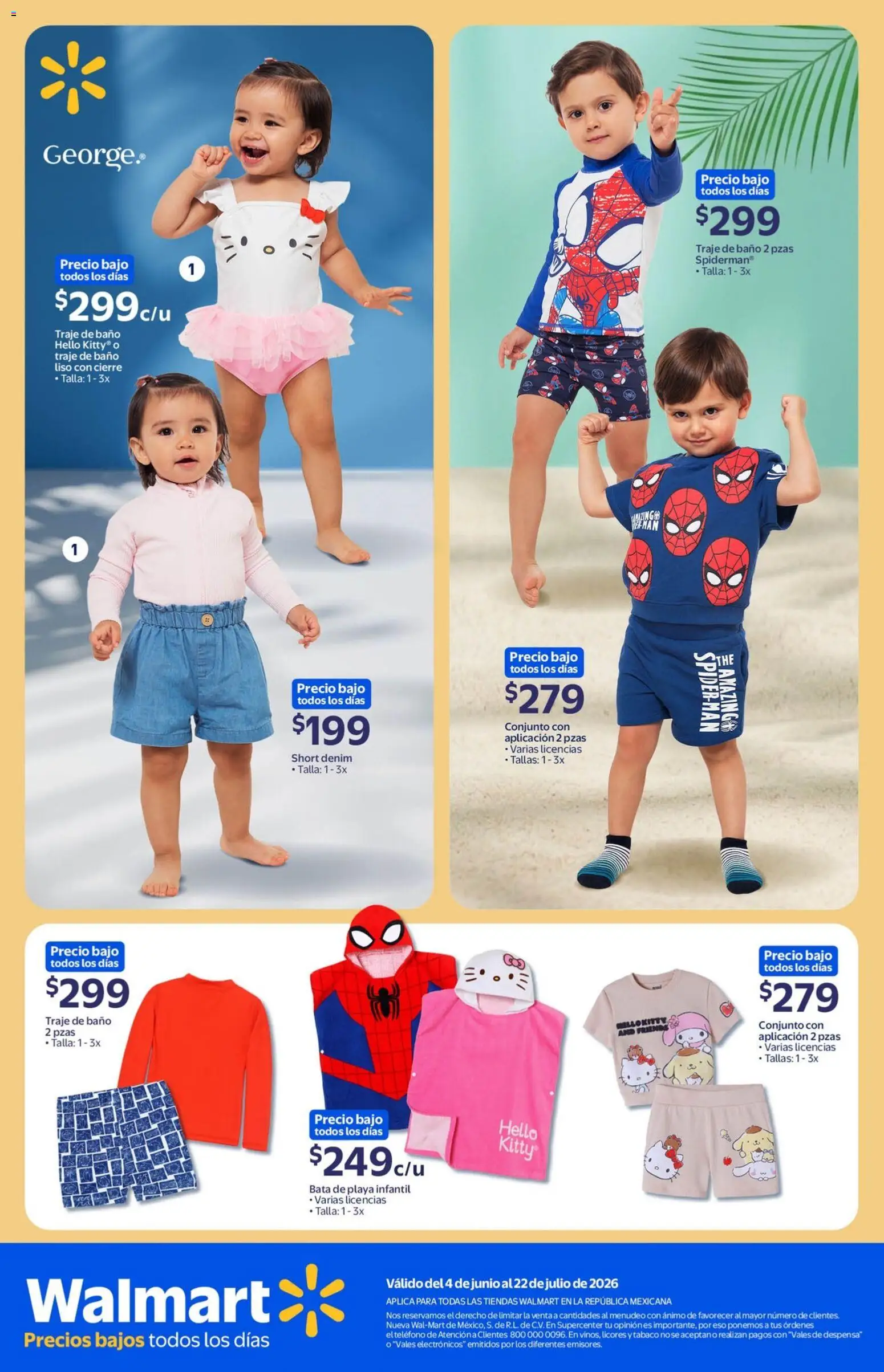 Nuevas ofertas de Walmart válidas en toda la República Mexicana desde el 04.06.2026. ¡Encuentra las mejores ofertas en Walmart folleto Colección Verano 2026! | Página: 8 | Productos: Traje de baño, Baño, Bata, Teléfono