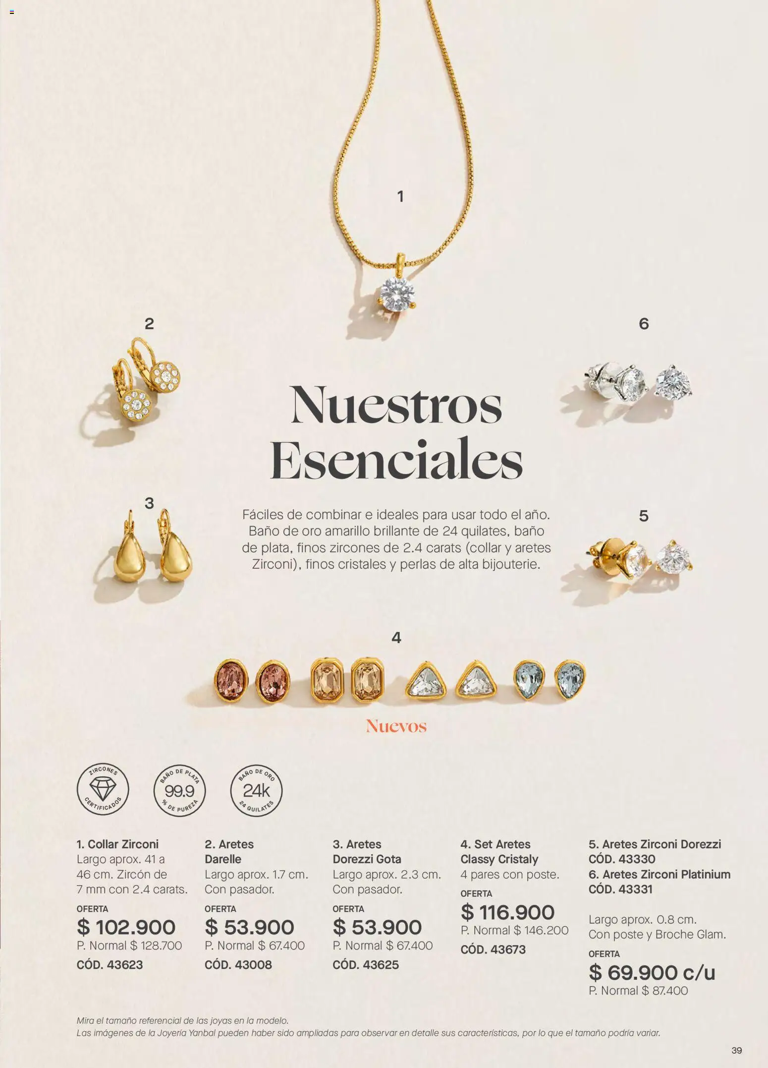 Yanbal revista - valida desde el 18/07/2026 | Página: 39 | Productos: Aretes, Baño, Collar