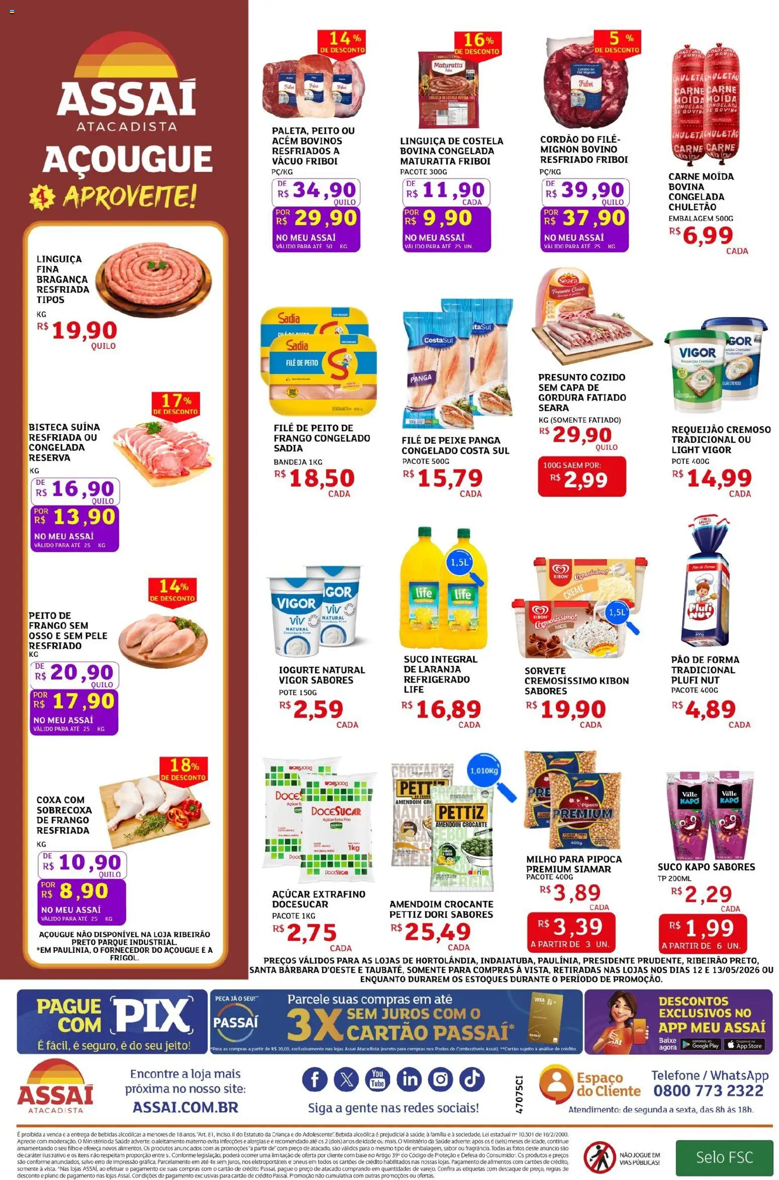Assaí Atacadista Folheto - válido de 12.05.2026 | Página: 2 | Produtos: Presunto, Pneus, Frango, Carne moída