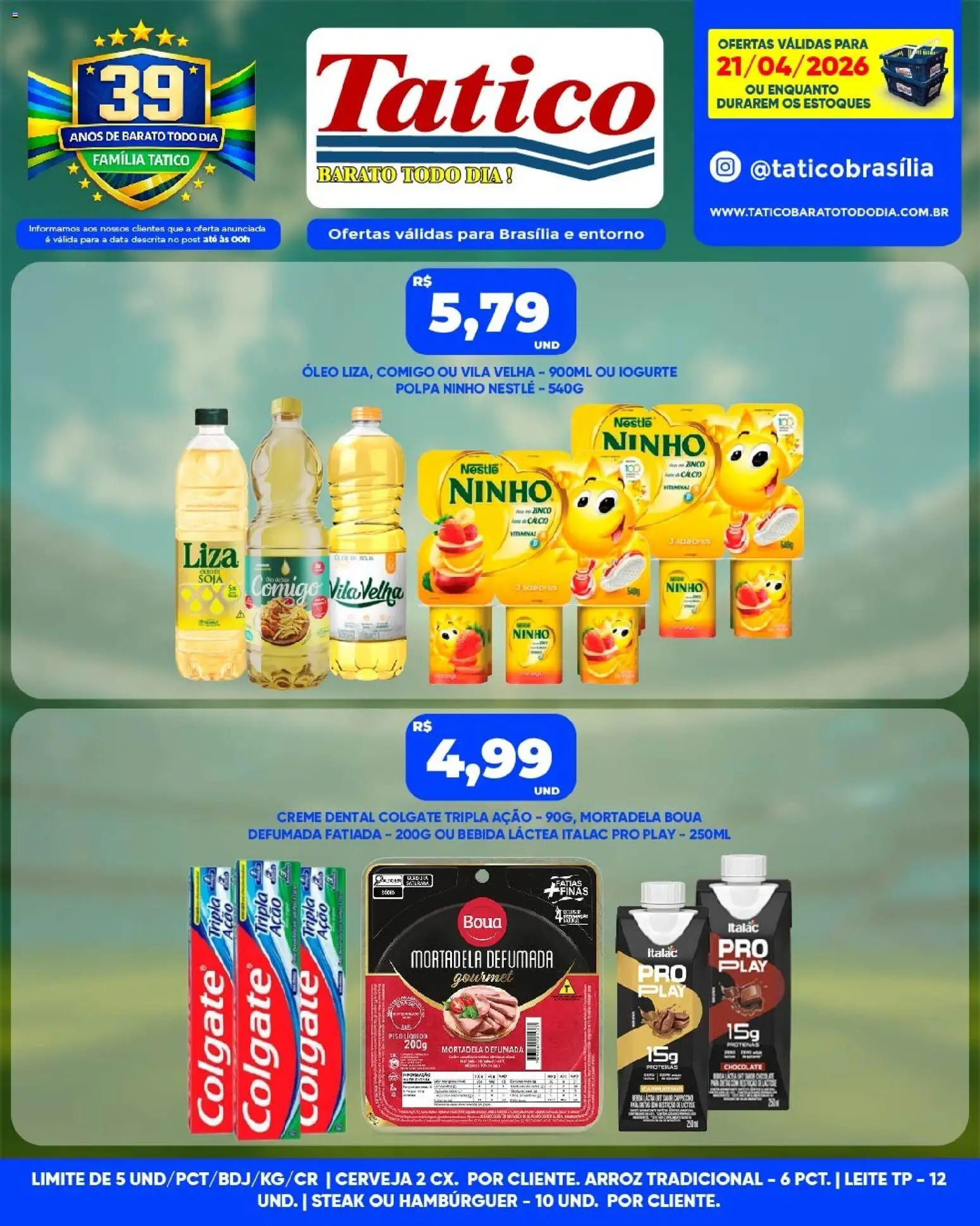 Tatico Folheto - válido de 21.04.2026 | Página: 6 | Produtos: Cerveja, Arroz, Hambúrguer, Creme dental