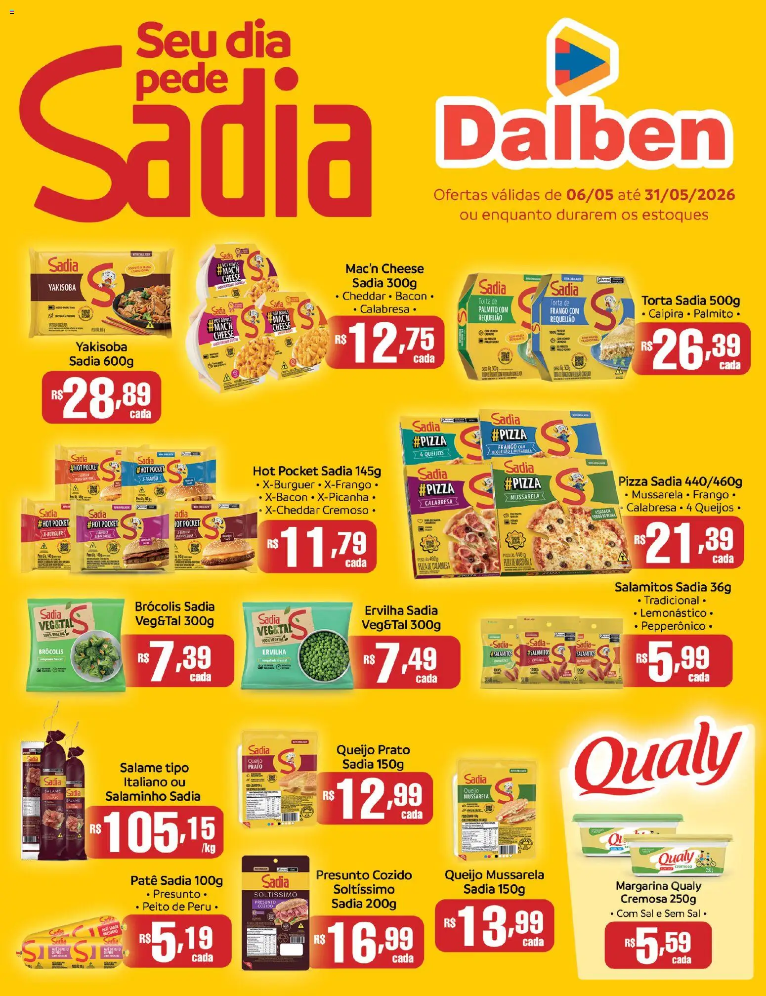 Supermercado Dalben Folheto - válido de 06.05.2026 | Página: 1 | Produtos: Salame, Sal, Requeijão, Mussarela