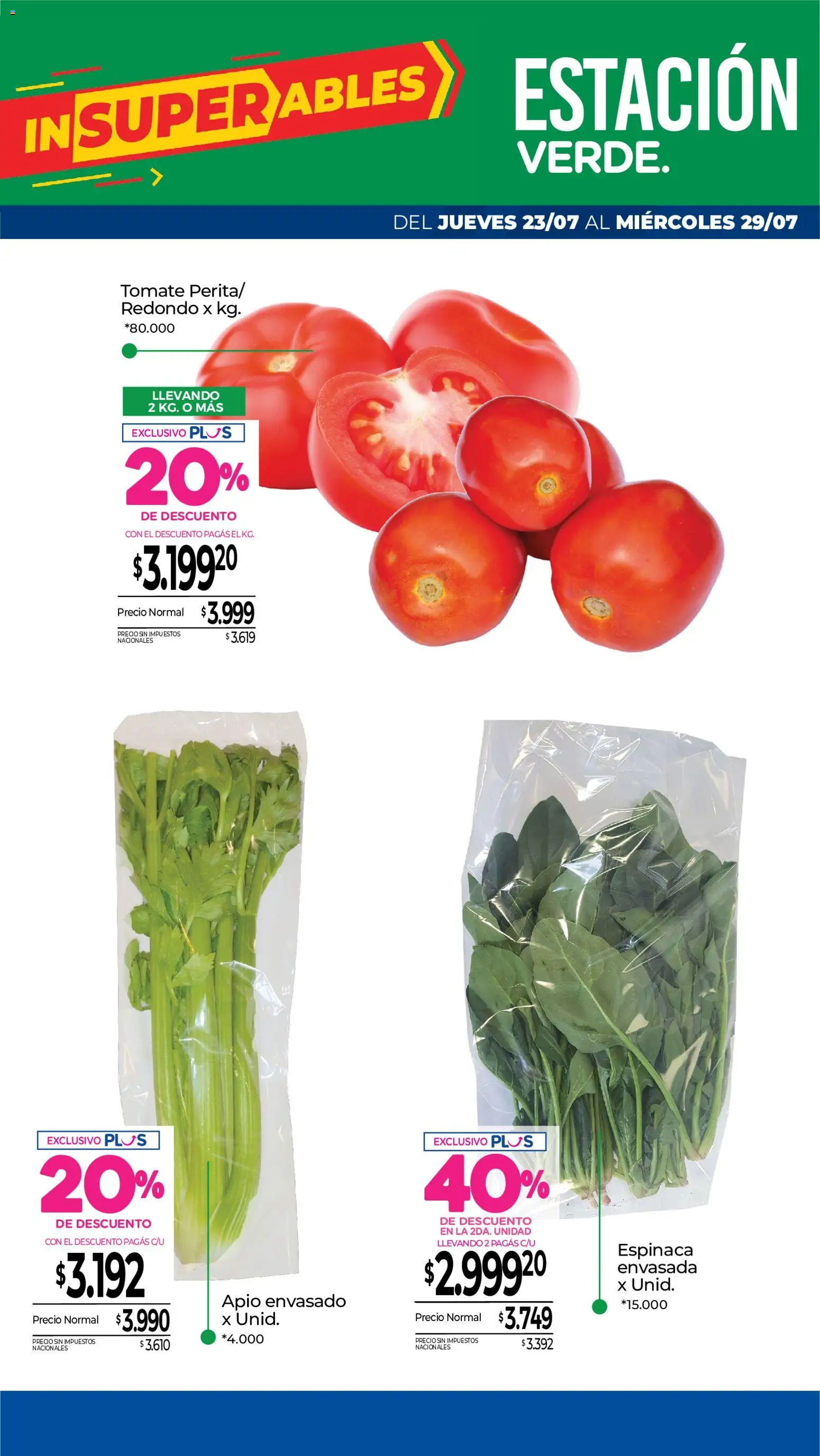 La Anonima - Catálogo Frescos │ válido desde el 23/07/2026 | Página: 7 | Productos: Apio, Tomate, Espinaca