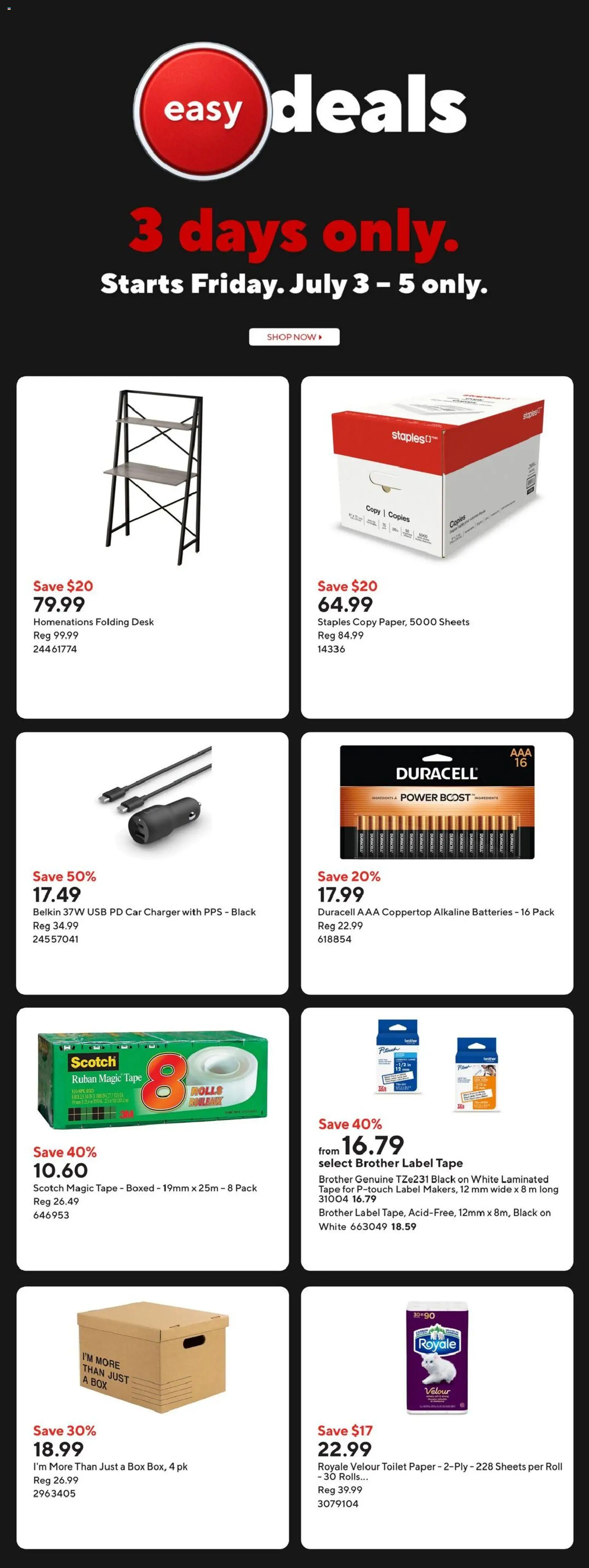 Staples flyer valid from Jul 3, 2026 | Page: 19 | Products: Box