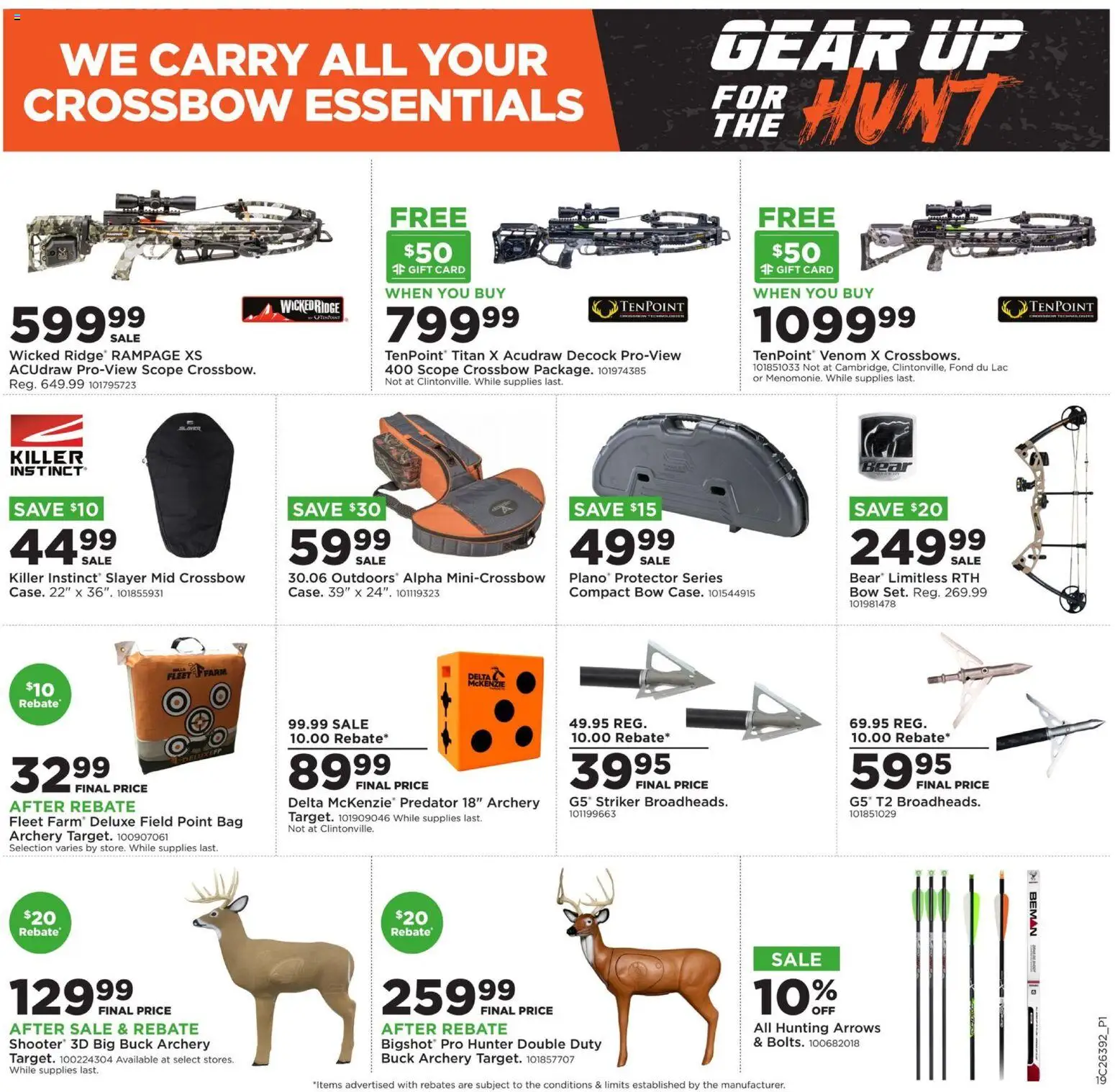 Mills Fleet Farm Gear Up Hunt - valid from 09/21/2026 | Page: 19 | Products: Bow, Crossbow, Bag, Archery