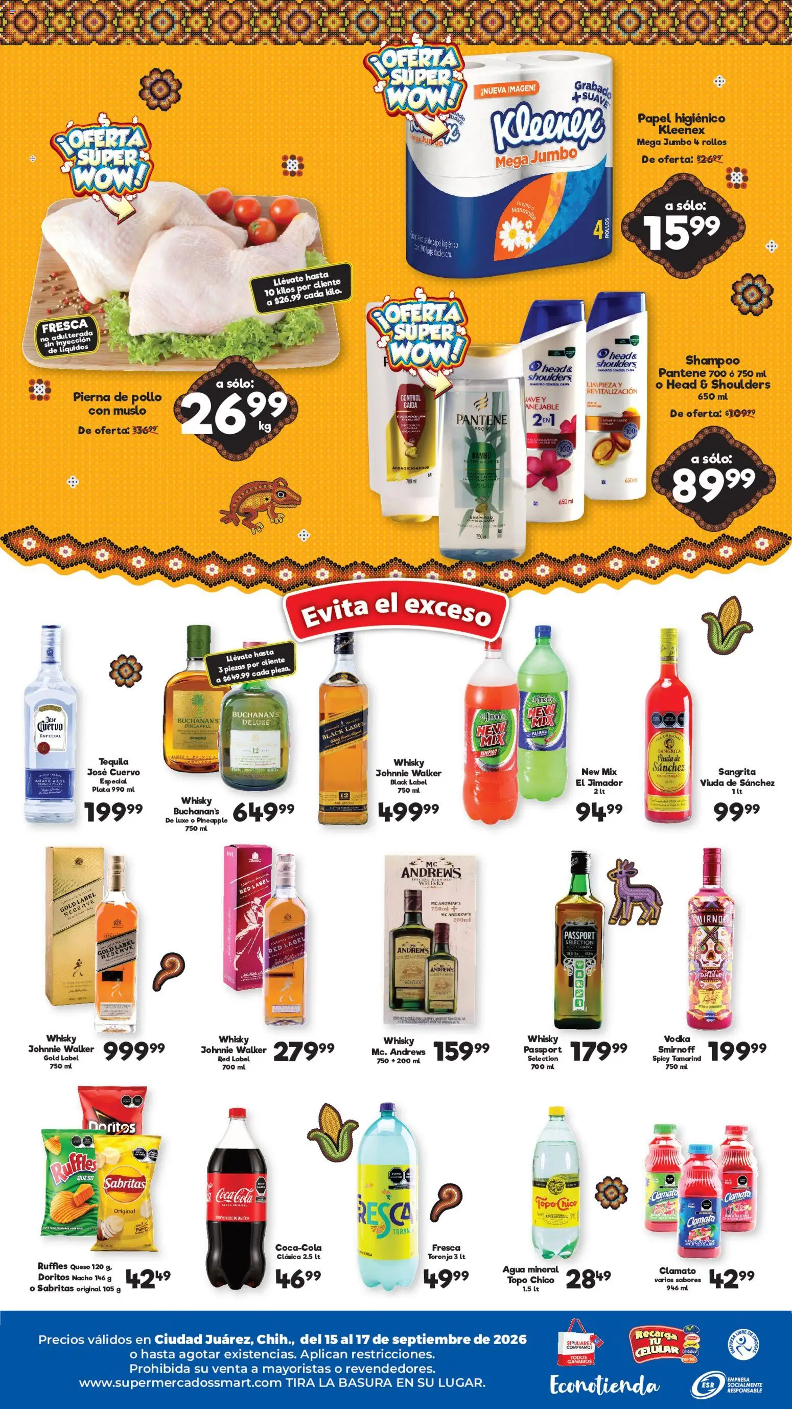 Nuevas ofertas de S-Mart válidas en toda la República Mexicana desde el 15/09/2026. ¡Encuentra las mejores ofertas en S-Mart folleto Ofertas de feria Juárez! | Página: 2 | Productos: Agua, Shampoo, Papel higiénico, Head & Shoulders