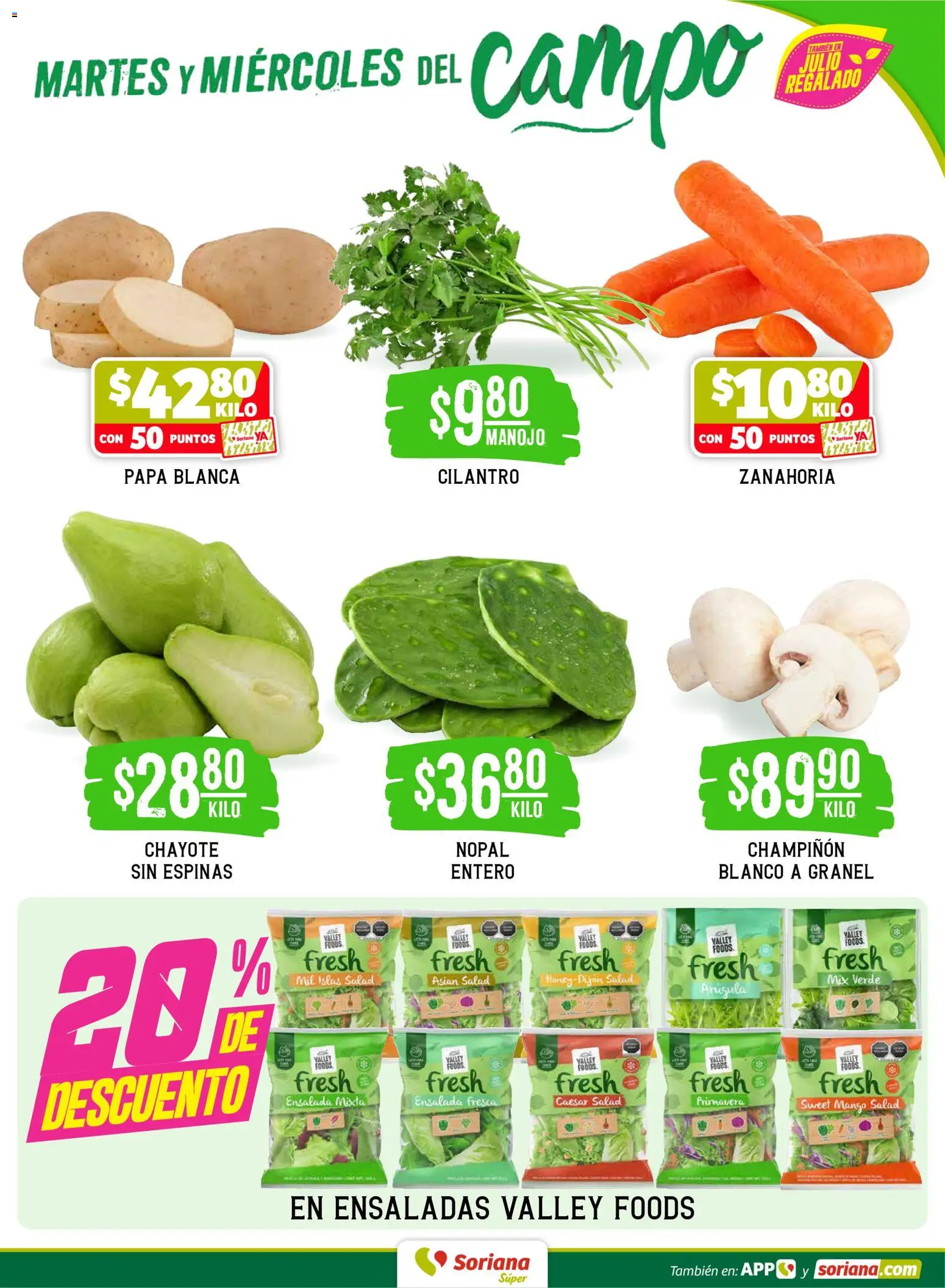 Nuevas ofertas de Soriana válidas en toda la República Mexicana desde el 09.06.2026. ¡Encuentra las mejores ofertas en Soriana Martes y Miércoles del Campo Súper: Nuevo León, Ciudad Victoria y Tampico! | Página: 3 | Productos: Papa, Mango, Ensalada, Zanahoria