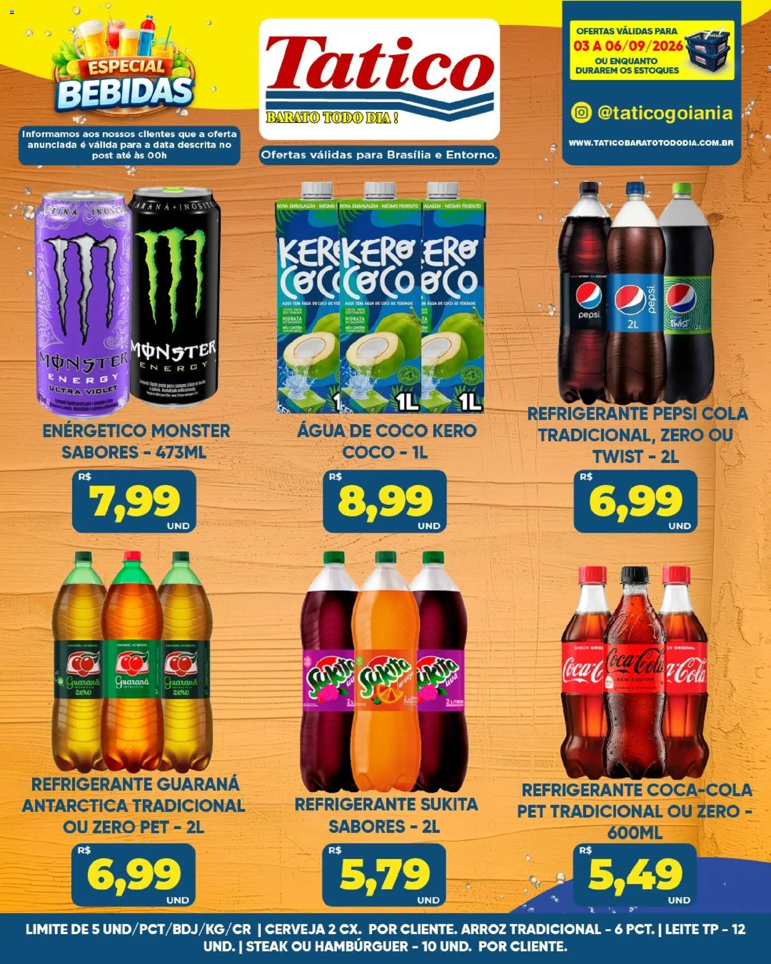 Tatico Folheto - válido de 03/09/2026 | Página: 26 | Produtos: Bebidas, Arroz, Hambúrguer, Açúcar
