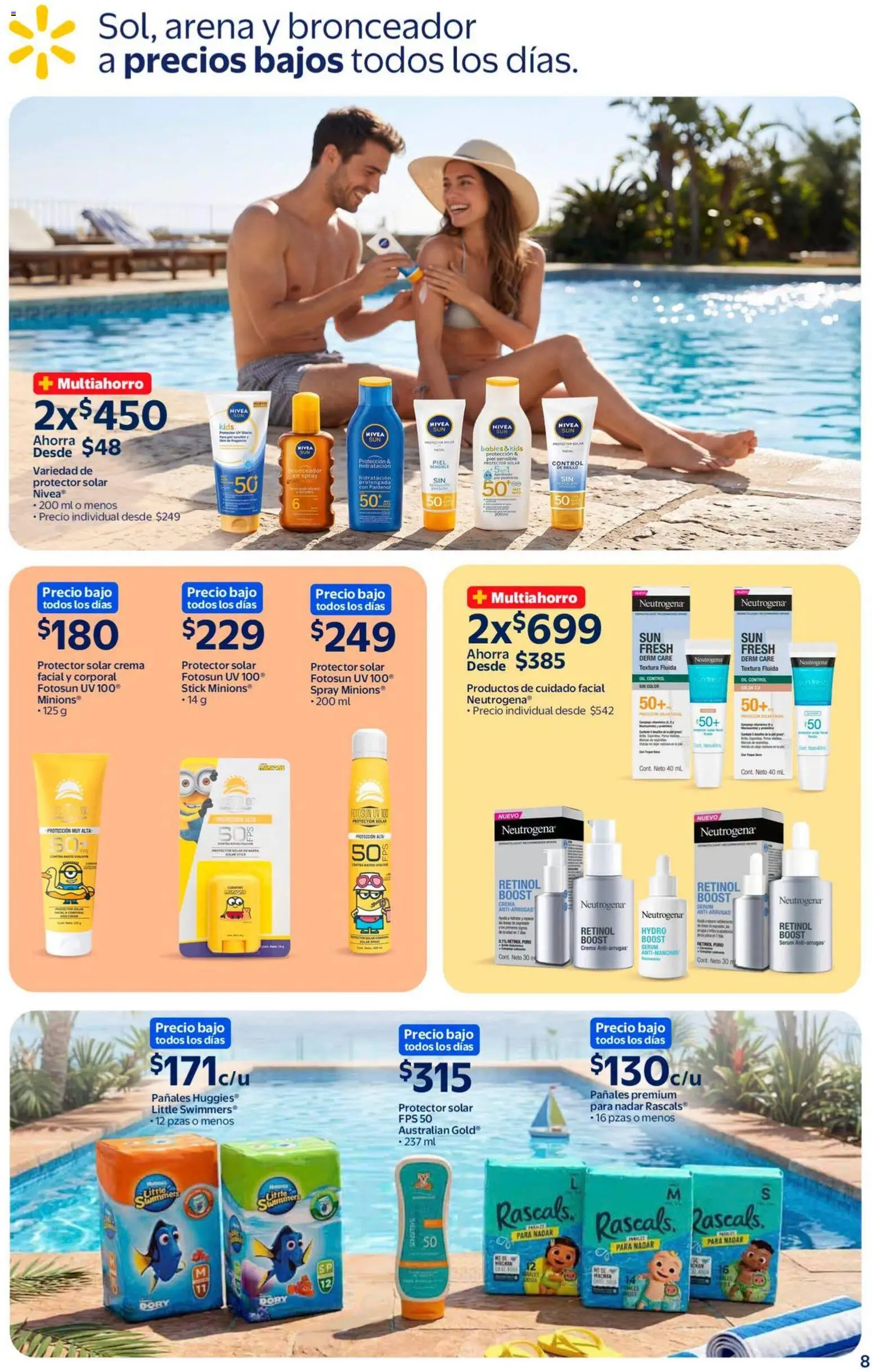 Nuevas ofertas de Walmart válidas en toda la República Mexicana desde el 22/07/2026. ¡Encuentra las mejores ofertas en Walmart folleto Precios bajos todos los días! | Página: 8 | Productos: Serum, Crema, Brillo, Protector solar