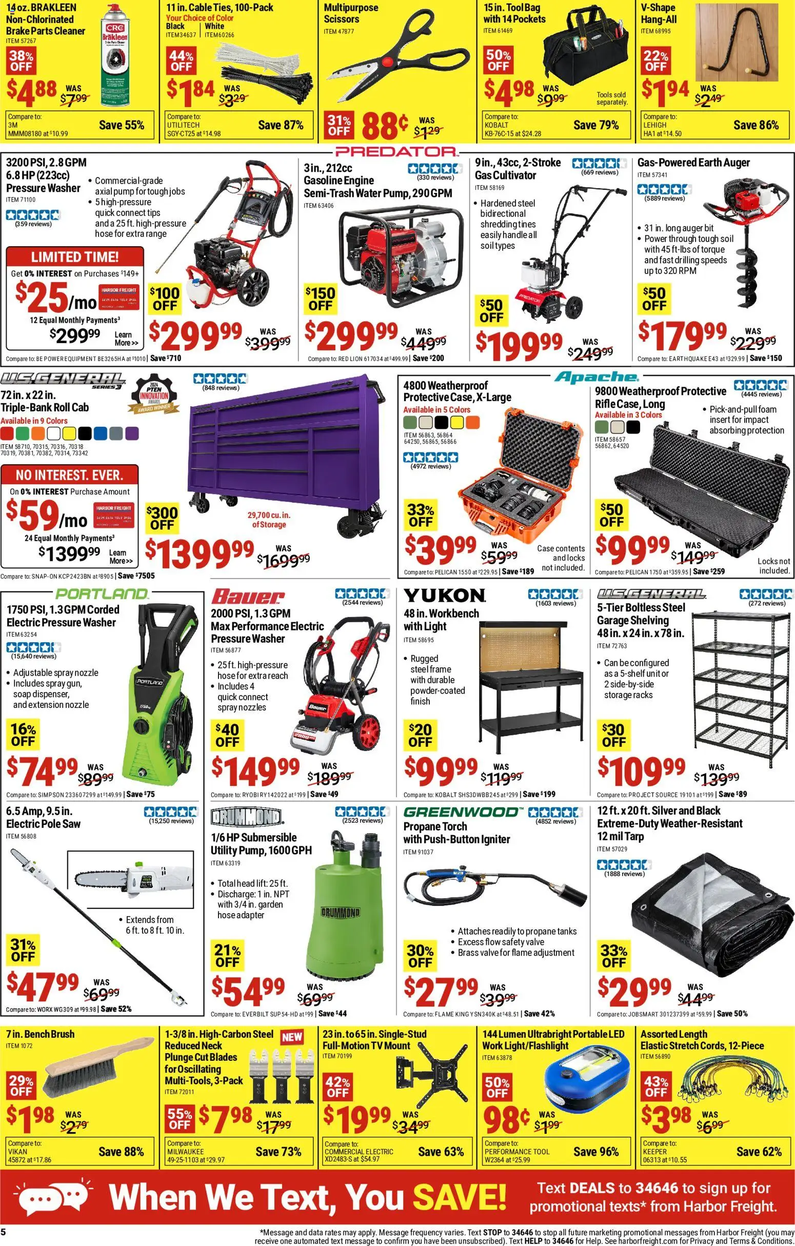 Harbor Freight Parking Lot Sale - valid from 08/10/2026 | Page: 5 | Products: Cultivator, Pressure washer, Water, Tools