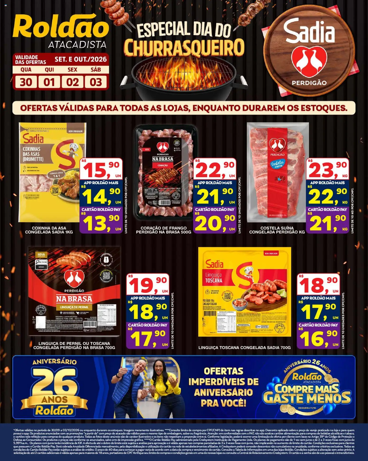 Roldão Folheto - válido de 30/09/2026 | Página: 1 | Produtos: Coração de frango, Bebidas, Pernil suíno, Frango