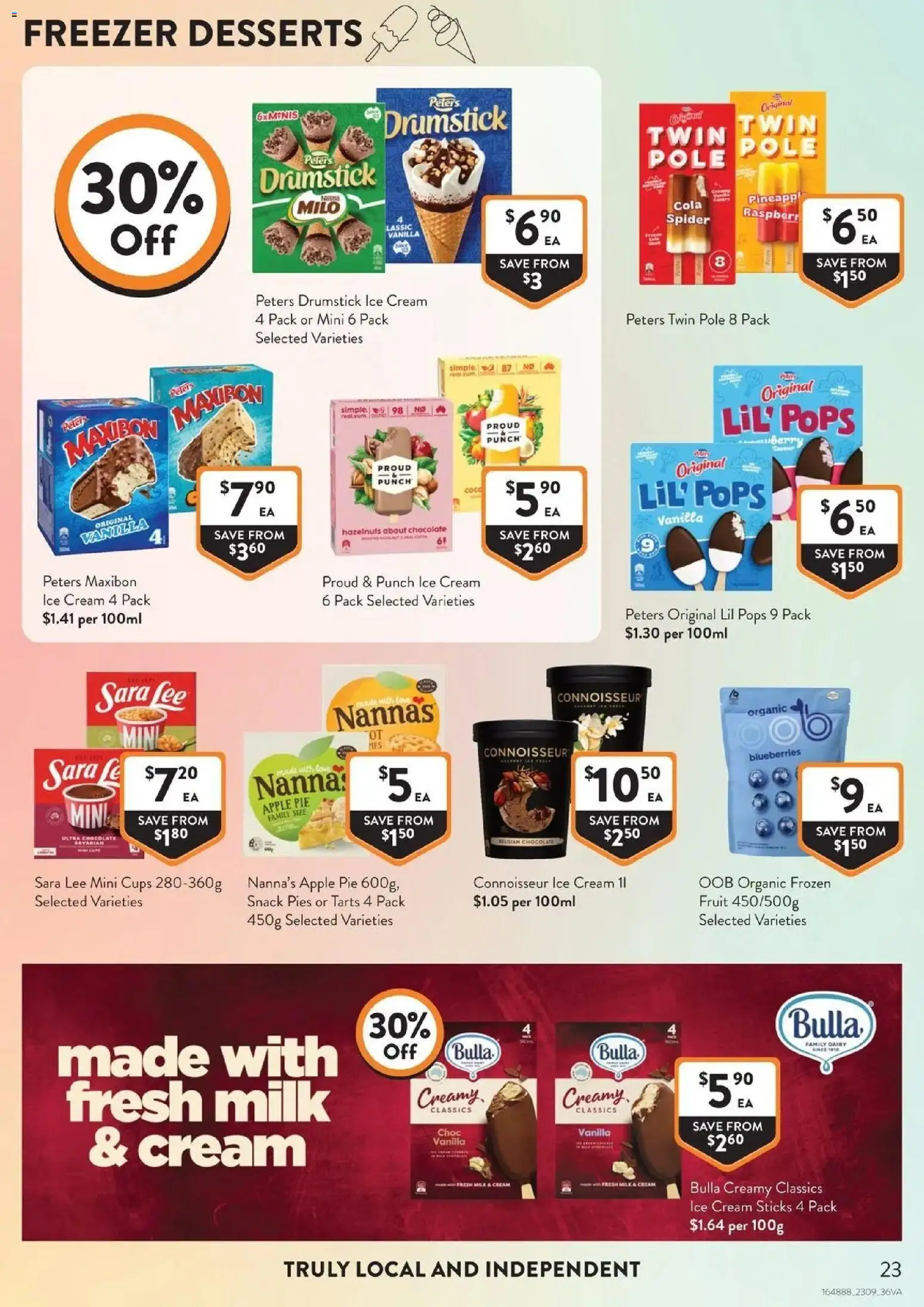 Foodworks catalogue Mirboo North - 23/09/2026 > weekly / monthly specials | Page: 23 | Products: Desserts, Ice cream, Blueberries, Ice