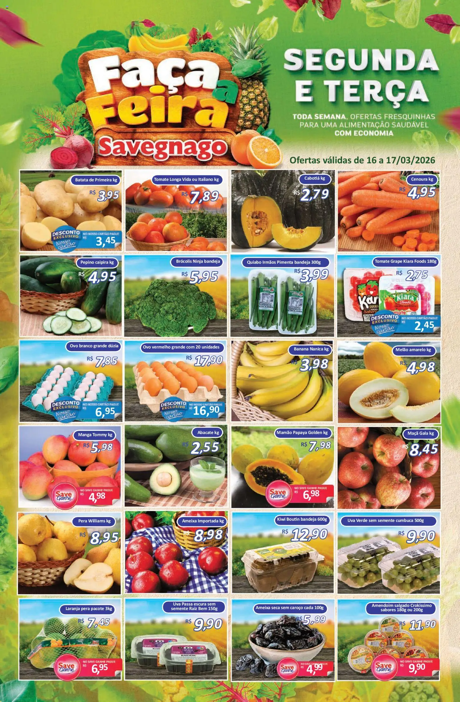 Savegnago Folheto - válido de 16.03.2026 | Página: 1 | Produtos: Pimenta, Faca, Batata, Ameixa