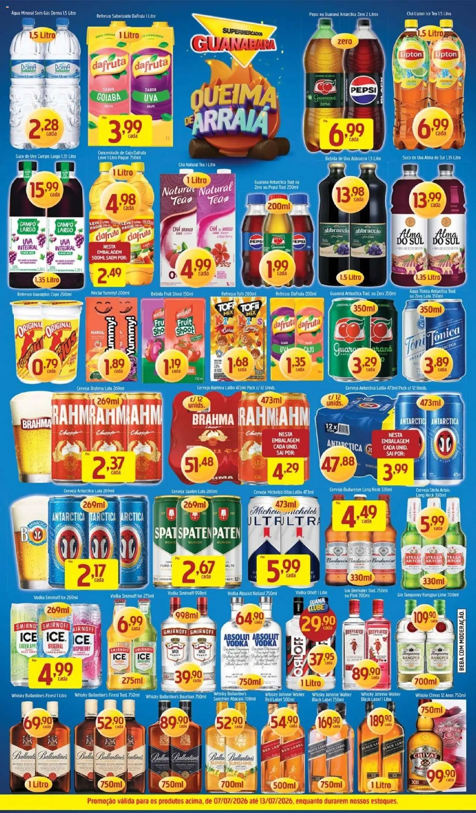 Supermercados Guanabara Folheto - válido de 07/07/2026 | Página: 9 | Produtos: Goiaba, Ice tea, Whisky, Abacaxi