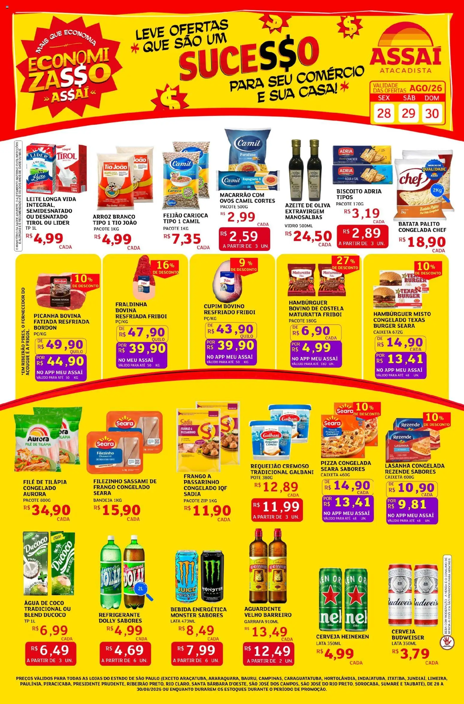 Assaí Atacadista Folheto - válido de 28/08/2026 | Página: 1 | Produtos: Catupiry, Lasanha, Bandeja, Batata