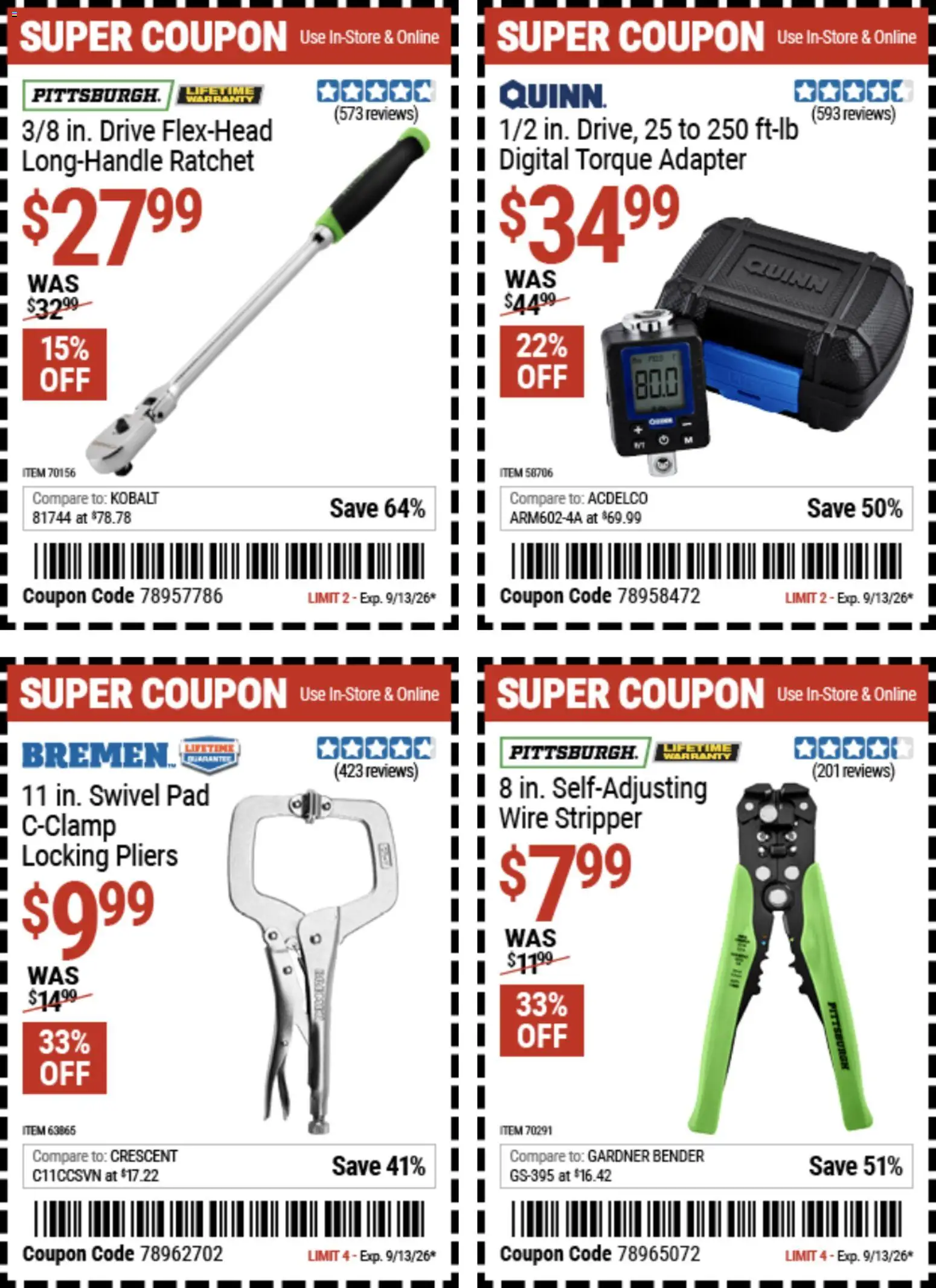 Harbor Freight Weekly Ad - valid from 08/31/2026 | Page: 8 | Products: Swivel, Wire, Ratchet, Adapter