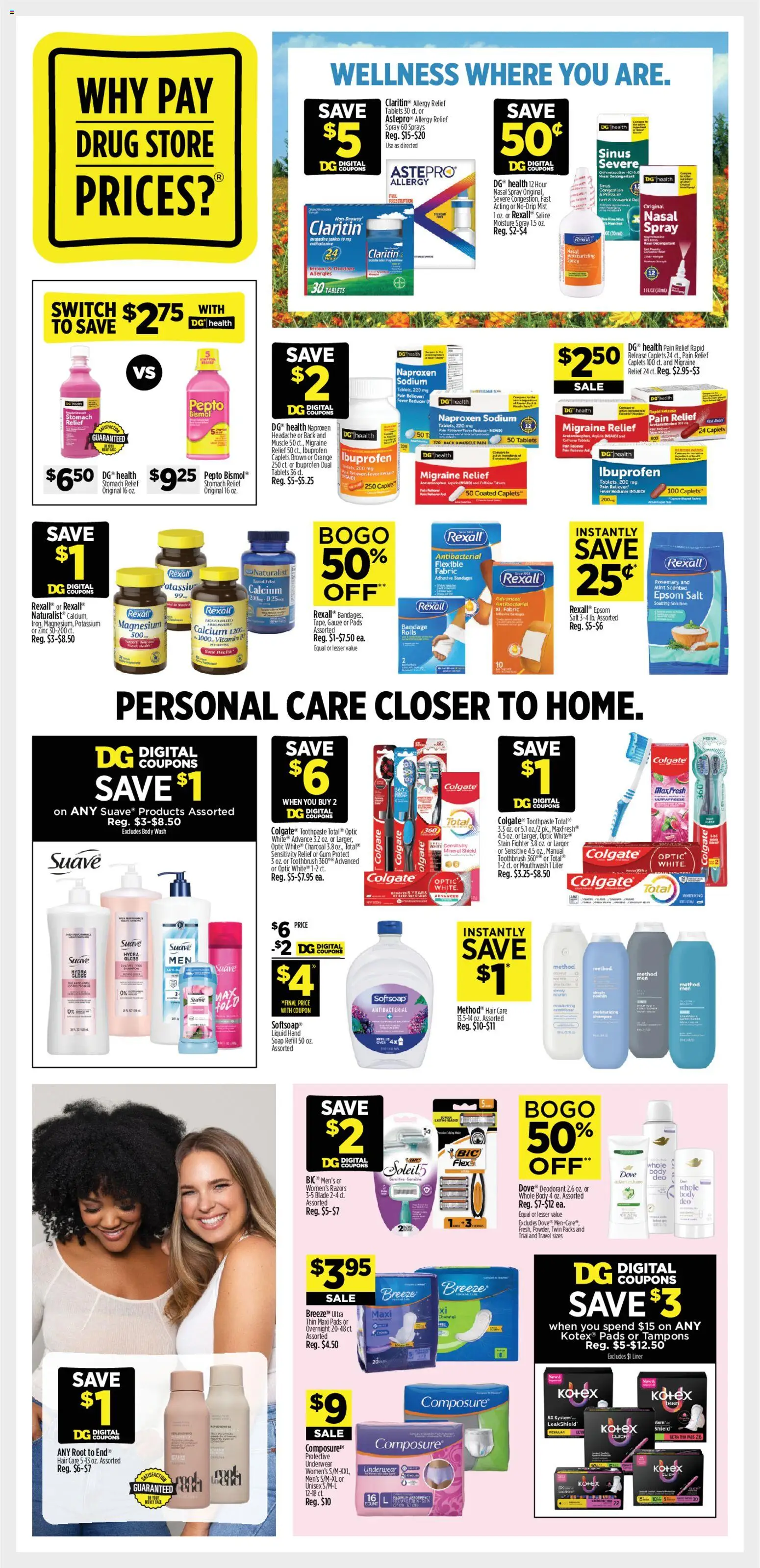 Dollar General Weekly Ad - valid from 24.05.2026 | Page: 15 | Products: Tampons, Underwear, Salt, Switch