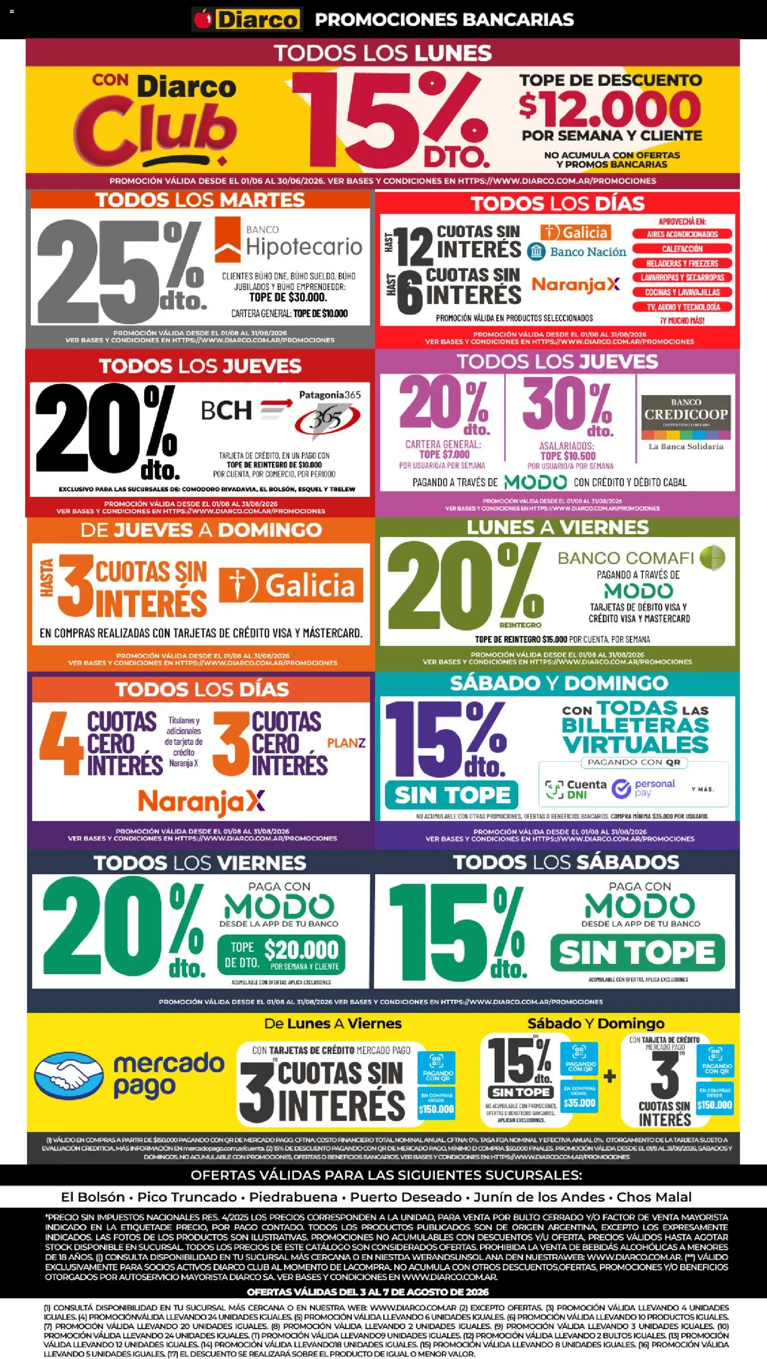 Diarco - Ofertas Pueblo Sur │ válido desde el 03/08/2026 | Página: 11 | Productos: Cartera, Sobre, Bebidas, Lavarropas