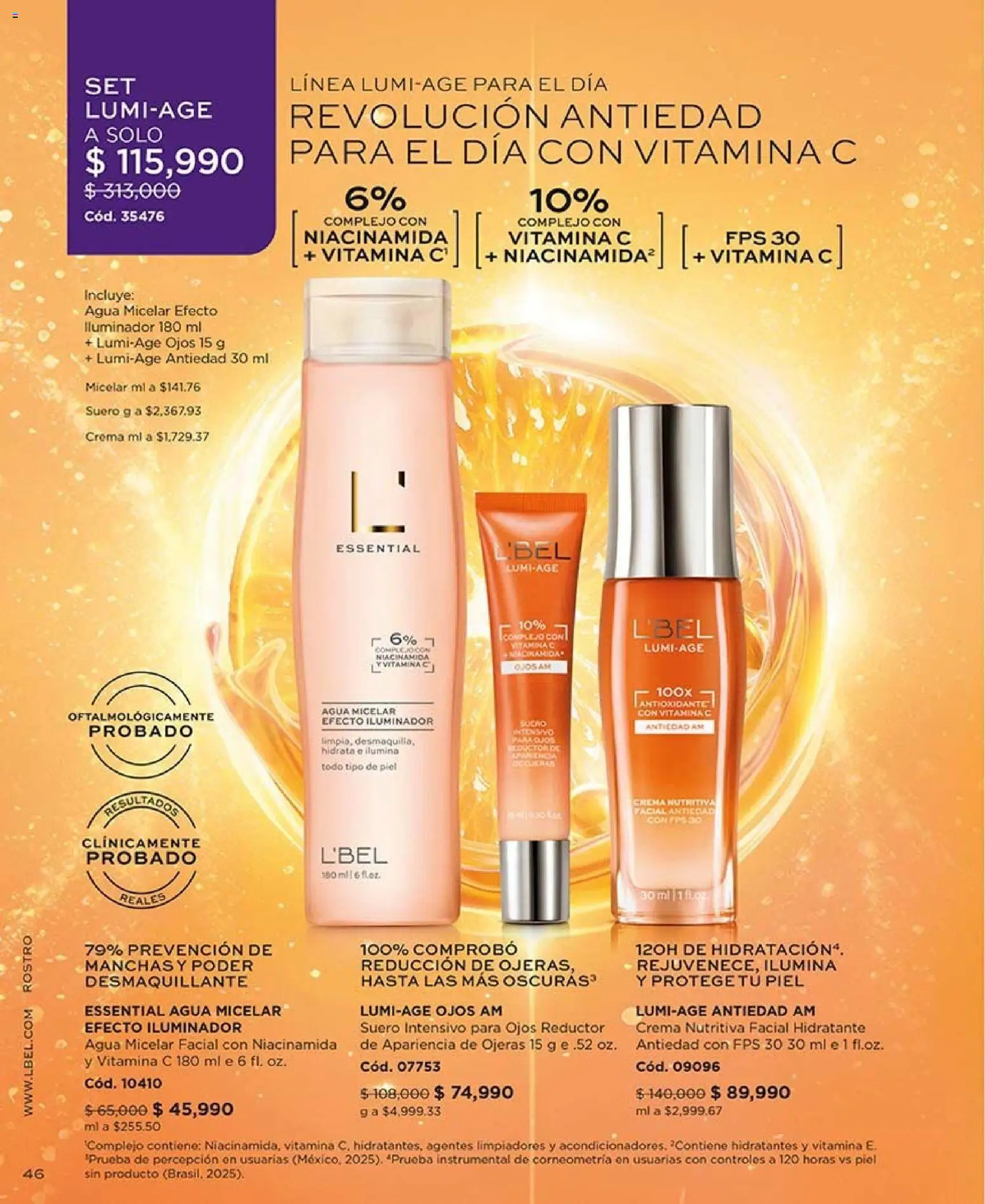 L'Bel revista - valida desde el 07/08/2026 | Página: 46 | Productos: Agua, Agua micelar, Crema, Iluminador