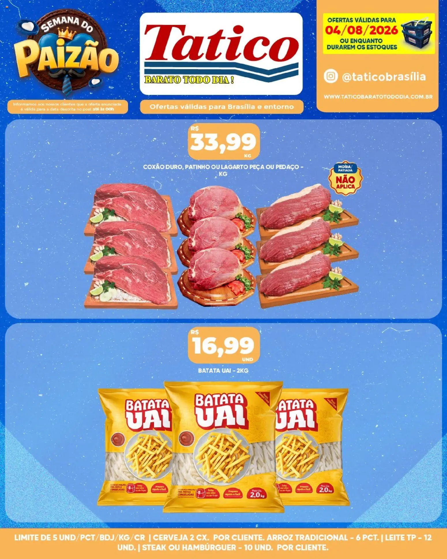 Tatico Folheto - válido de 05/08/2026 | Página: 35 | Produtos: Leite, Cerveja, Arroz, Batata
