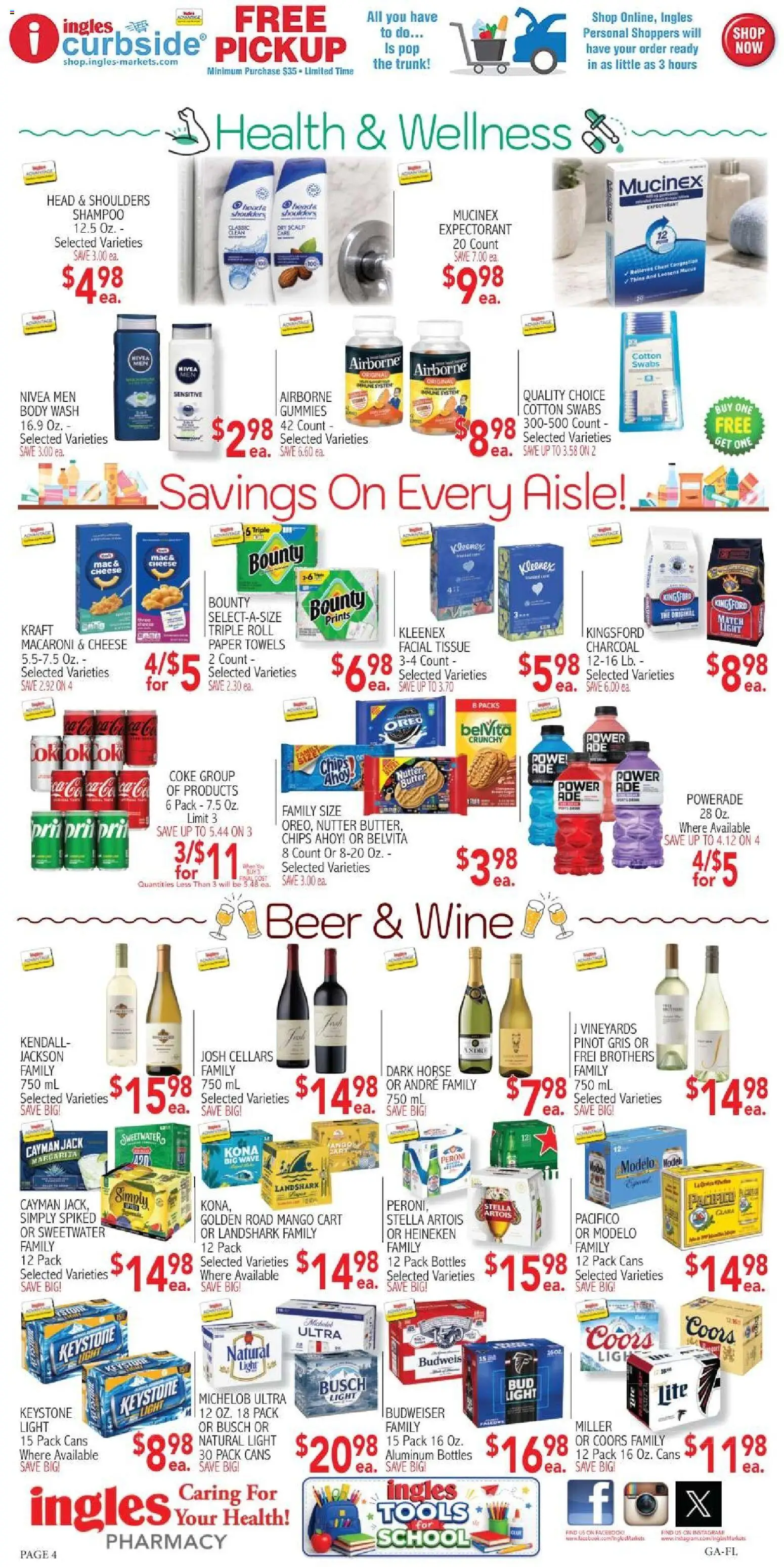 Ingles Weekly Ad - valid from 08/19/2026 | Page: 4 | Products: Shampoo, Head & Shoulders, Beer, Oreo