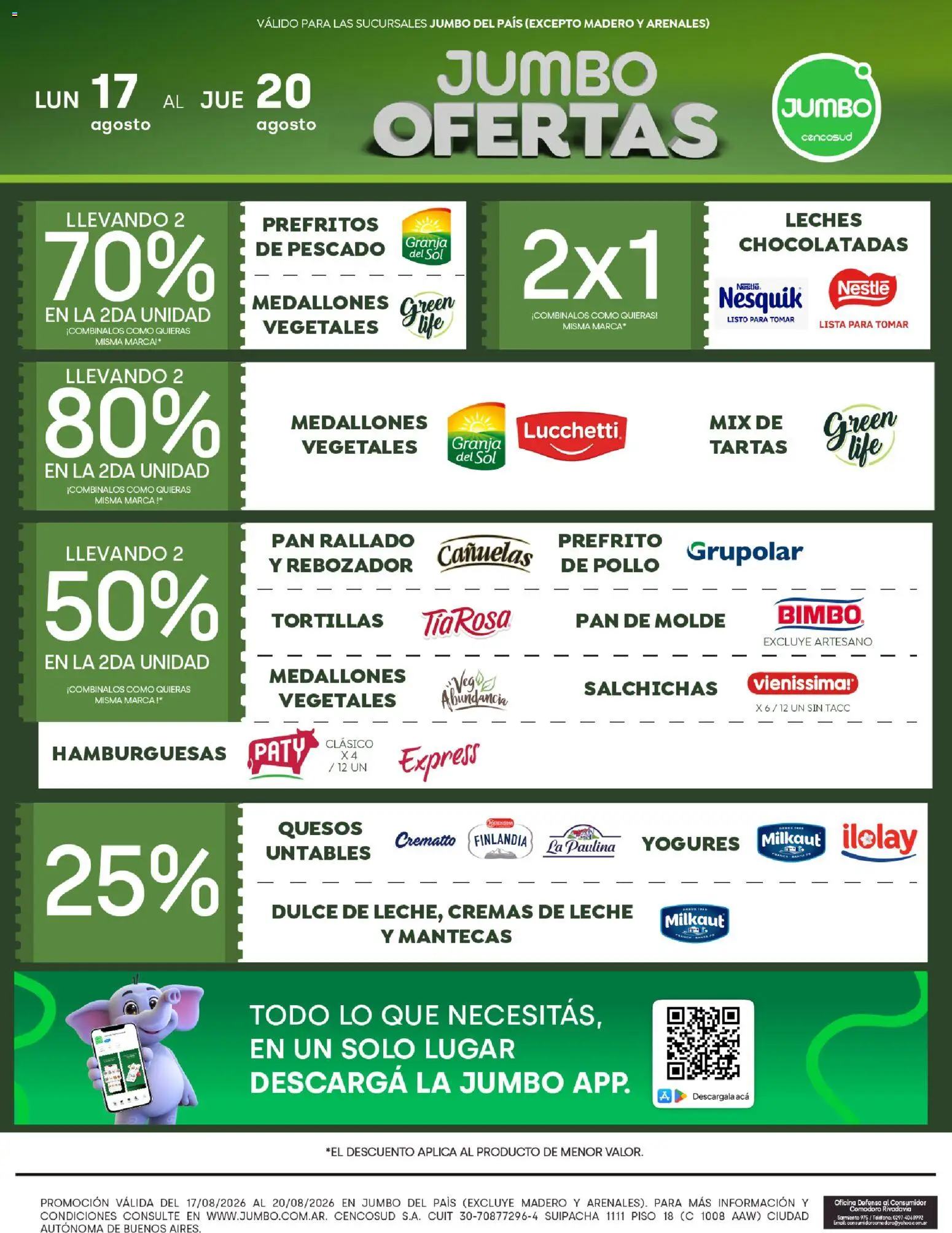 Jumbo ofertas │ válido desde el 17/08/2026 | Página: 2 | Productos: Teléfono, Pescado, Leche, Salchichas