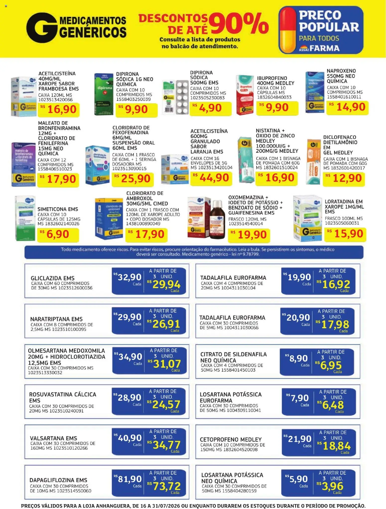 Assaí Atacadista Folheto - válido de 16/07/2026 | Página: 3 | Produtos: Suspensão, Caixa, Pomada, Xarope