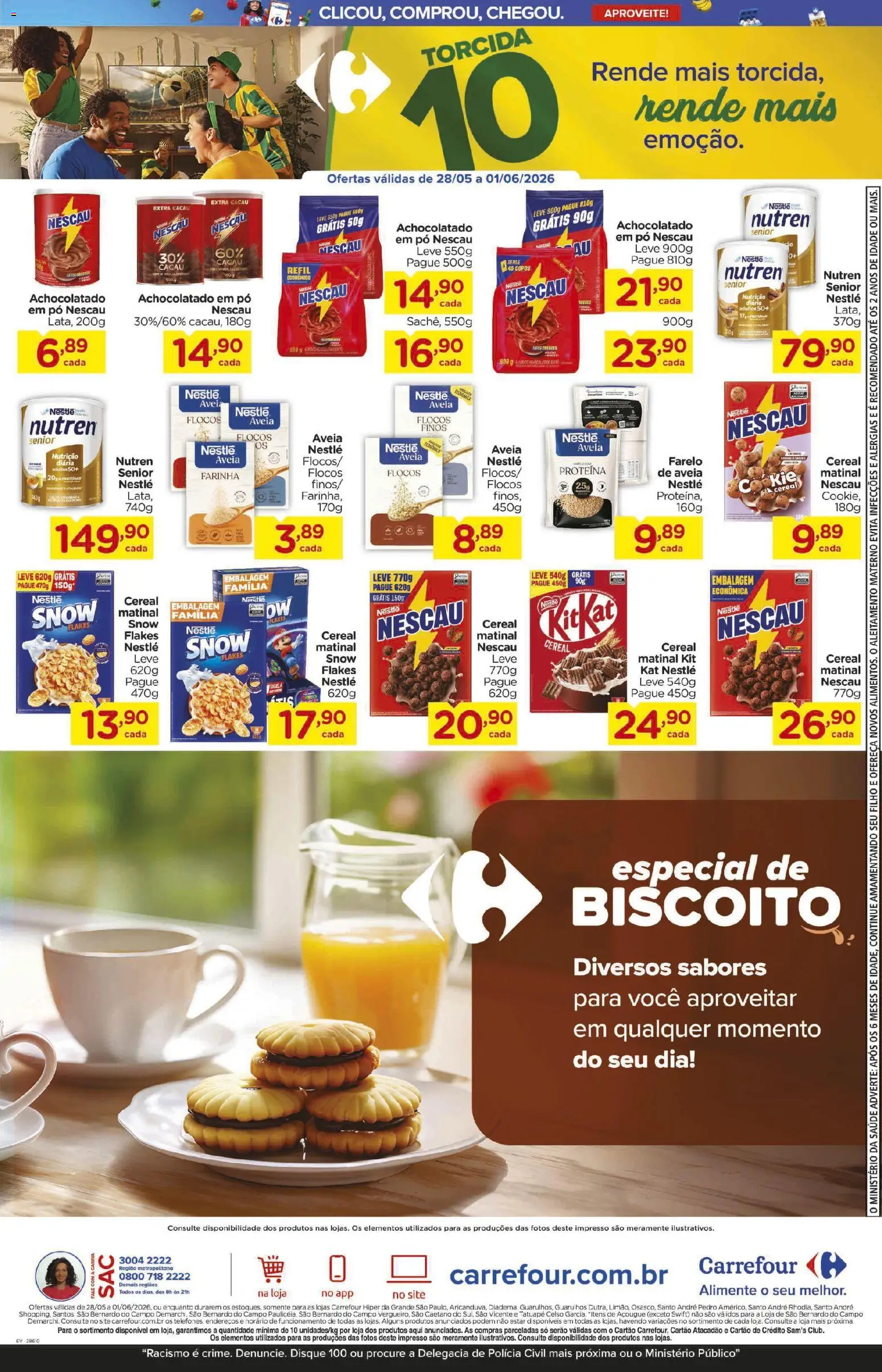 Carrefour Folheto - válido de 28.05.2026 | Página: 3 | Produtos: Pó, Achocolatado, Flocos, Copos