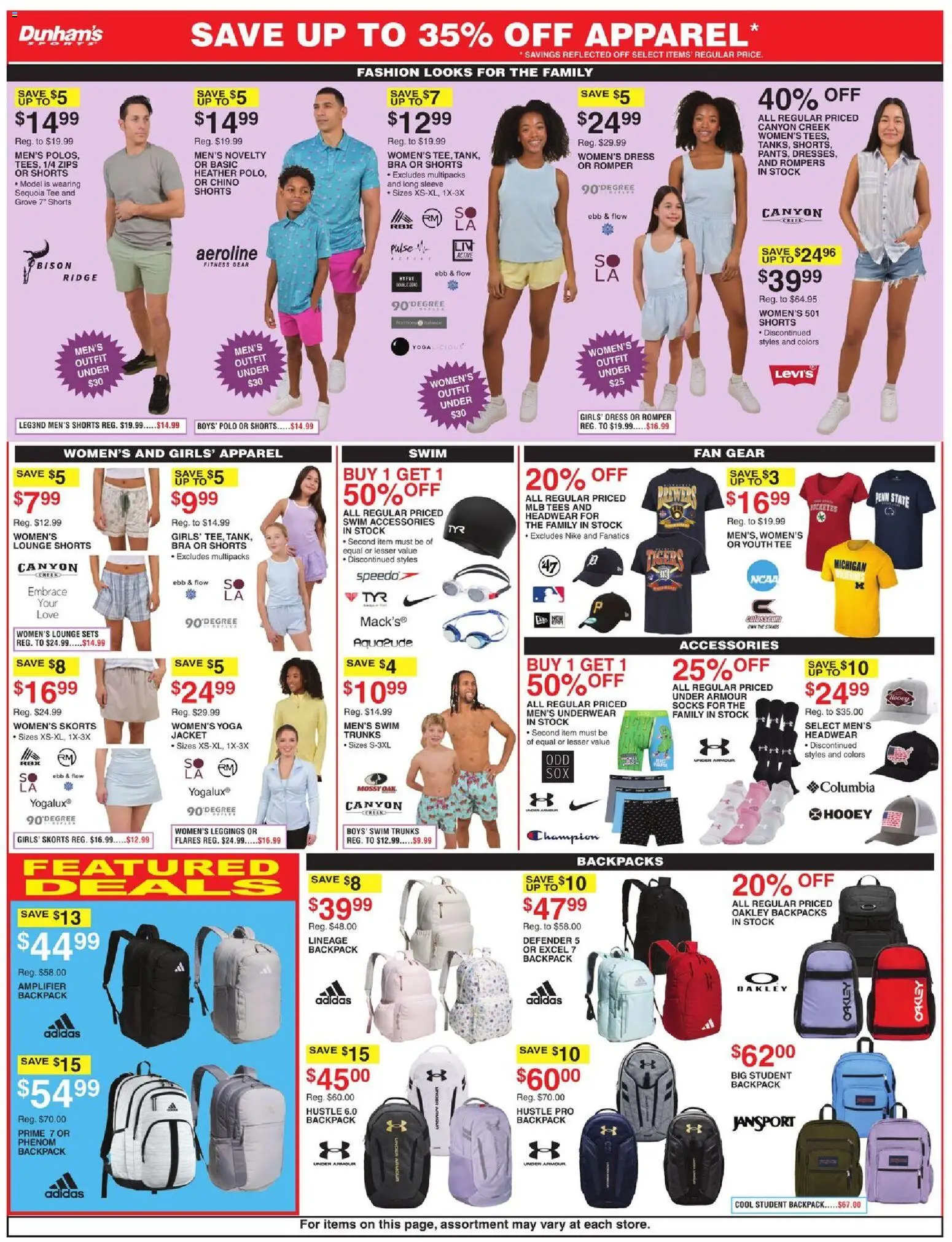Dunham's Sports Weekly Ad - valid from 07/18/2026 | Page: 7 | Products: Jacket, Shorts, Leggings, Backpack