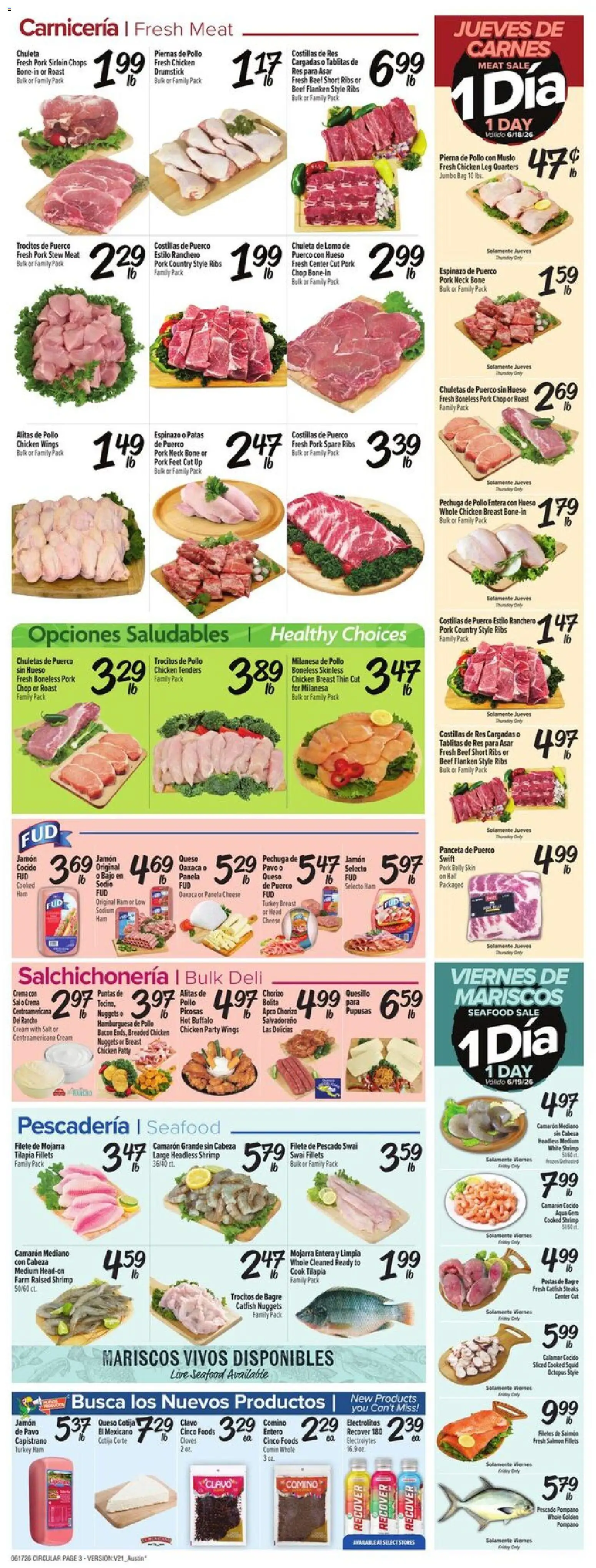 Fiesta Mart Weekly Ad - valid from 17.06.2026 | Page: 3 | Products: Pork, Salt, Seafood, Bag