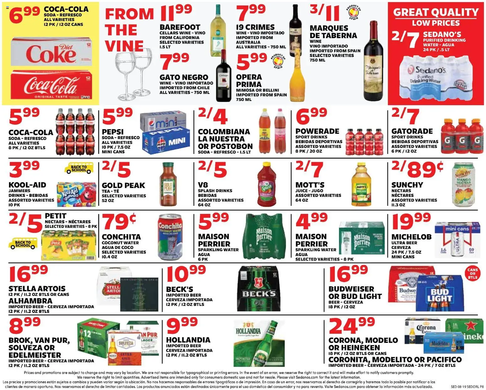 Sedano's Weekly Ad - valid from 08/19/2026 | Page: 8 | Products: Juice, Wine, Water, Mango