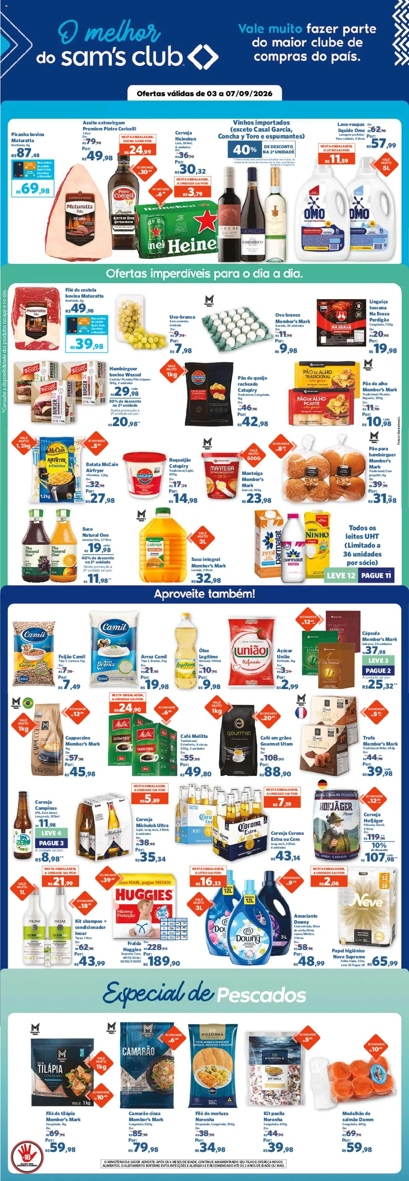 Sam's Club Folheto - válido de 03/09/2026 | Página: 1 | Produtos: Salmão, Pao de alho, Manteiga, Batata
