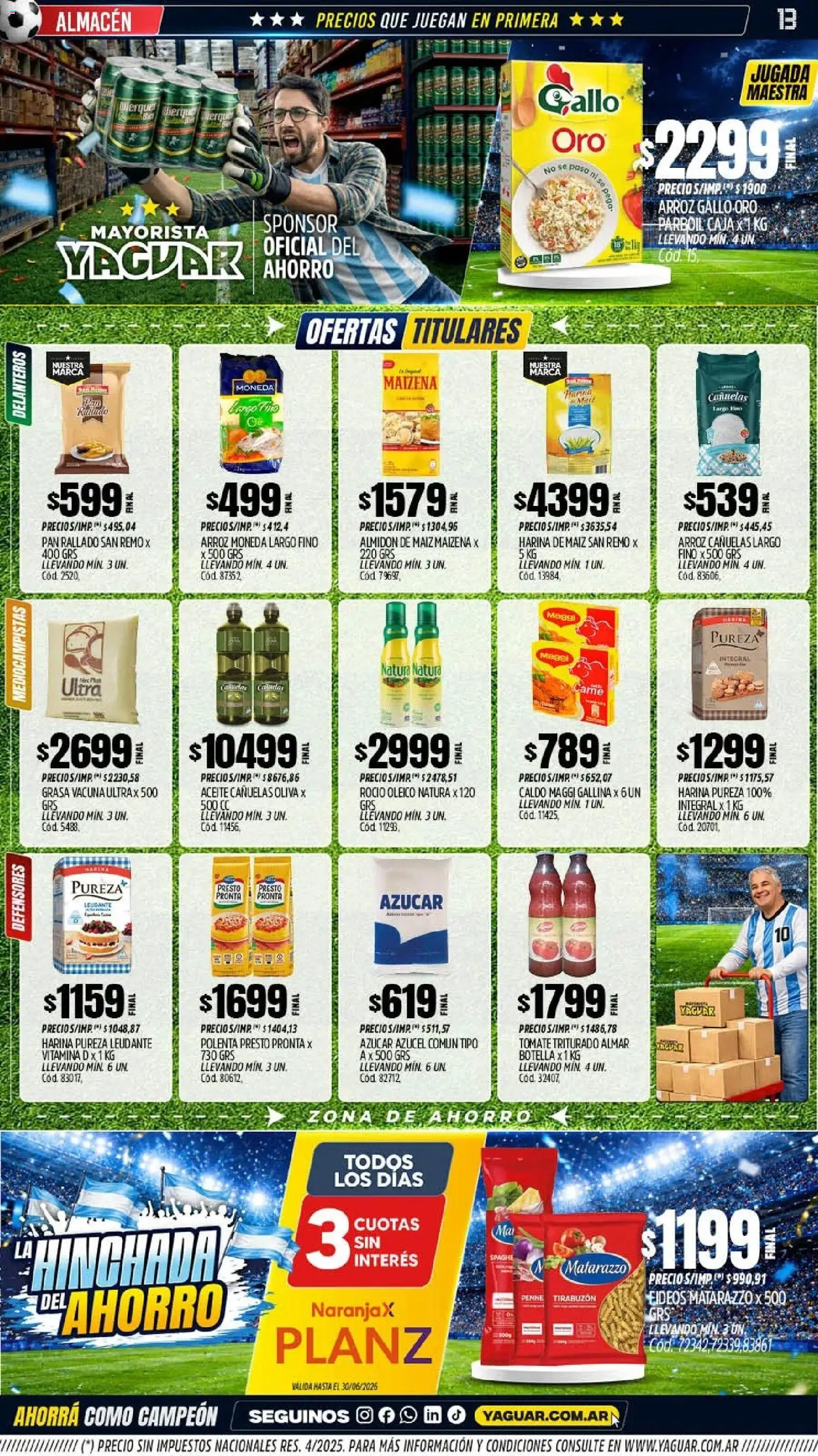 Yaguar - Oferta Semanal San Juan │ válido desde el 01.06.2026 | Página: 12 | Productos: Aceite, Arroz, Fideos, Pan rallado