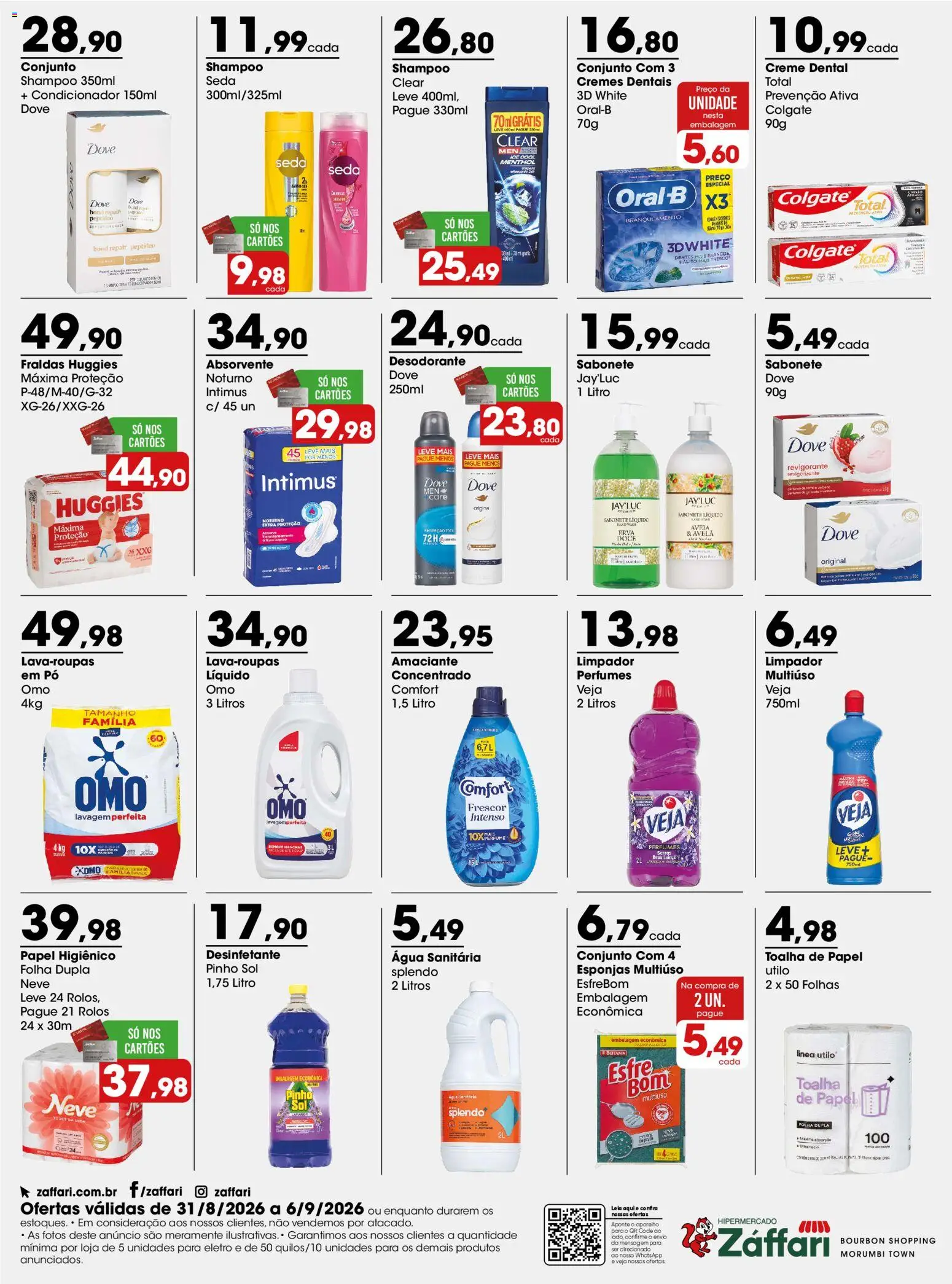 Zaffari Folheto - válido de 31/08/2026 | Página: 4 | Produtos: Shampoo, Esponjas, Água, Água sanitária