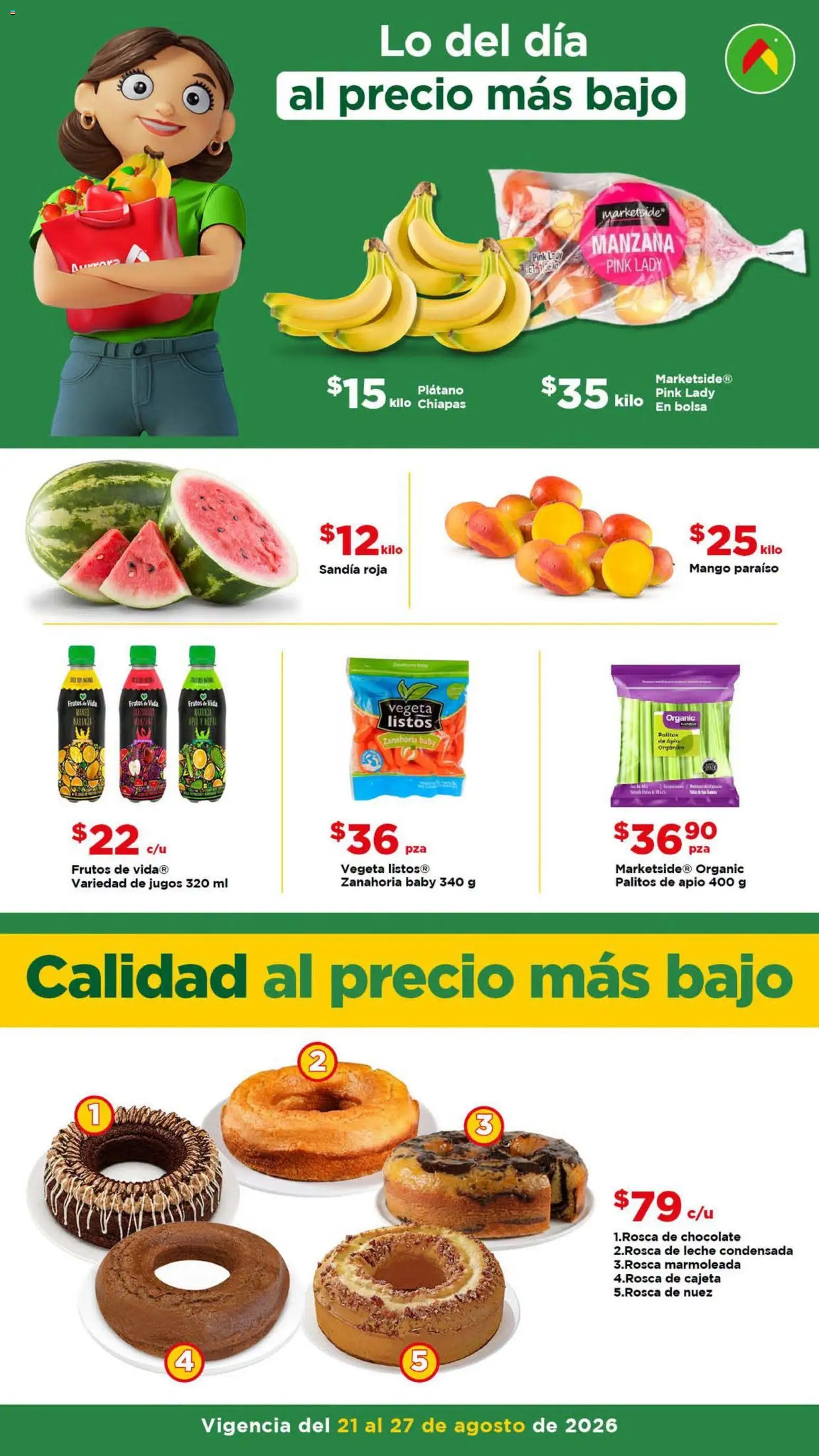 Nuevas ofertas de Bodega Aurrerá válidas en toda la República Mexicana desde el 21/08/2026. ¡Encuentra las mejores ofertas en Bodega Aurrerá folleto Aprovecha más surtido! | Página: 3 | Productos: Sandía, Leche condensada, Apio, Manzana